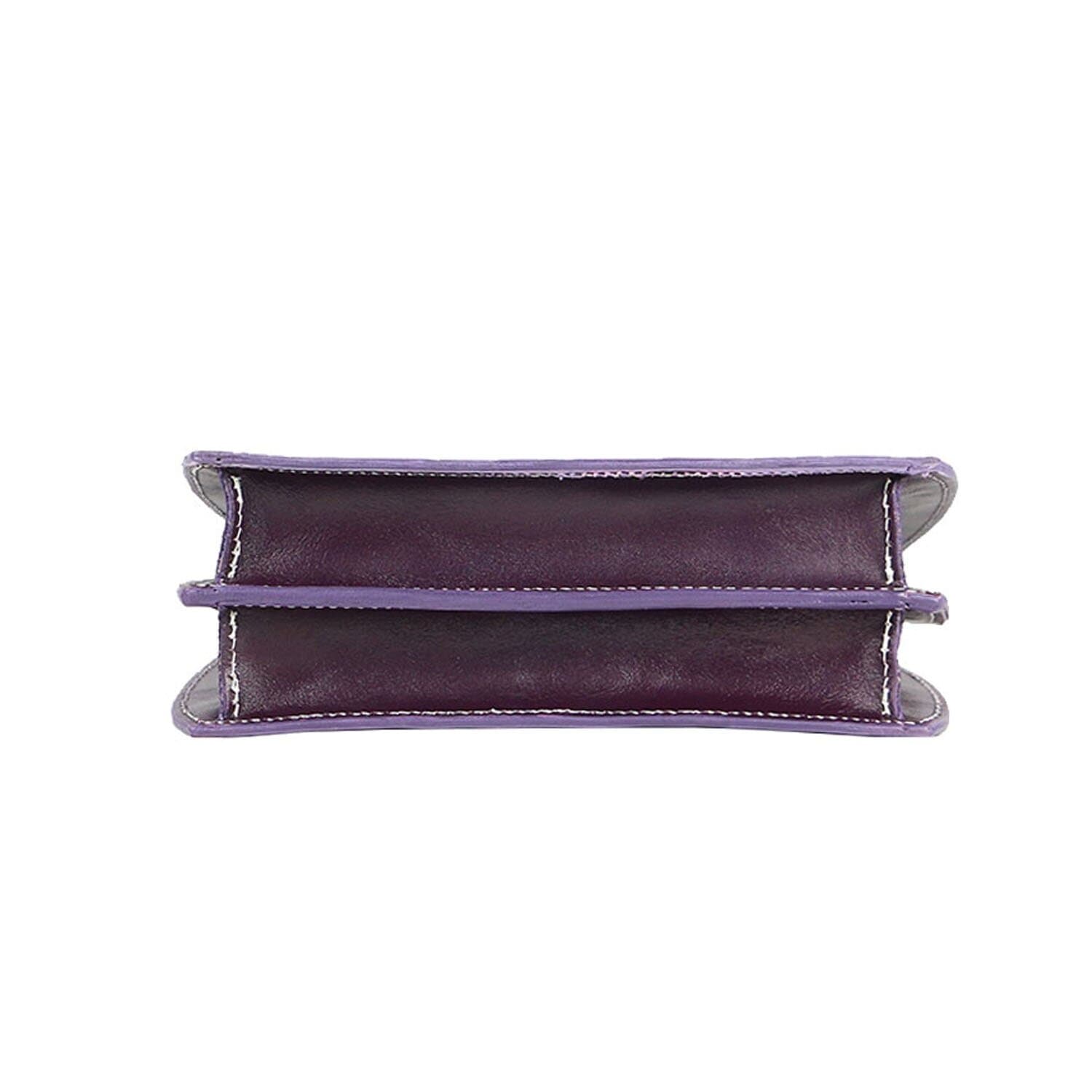 Borsa donna in vera pelle CHIAROSCURO mod. WINONA, colore VIOLA, Made in Italy.