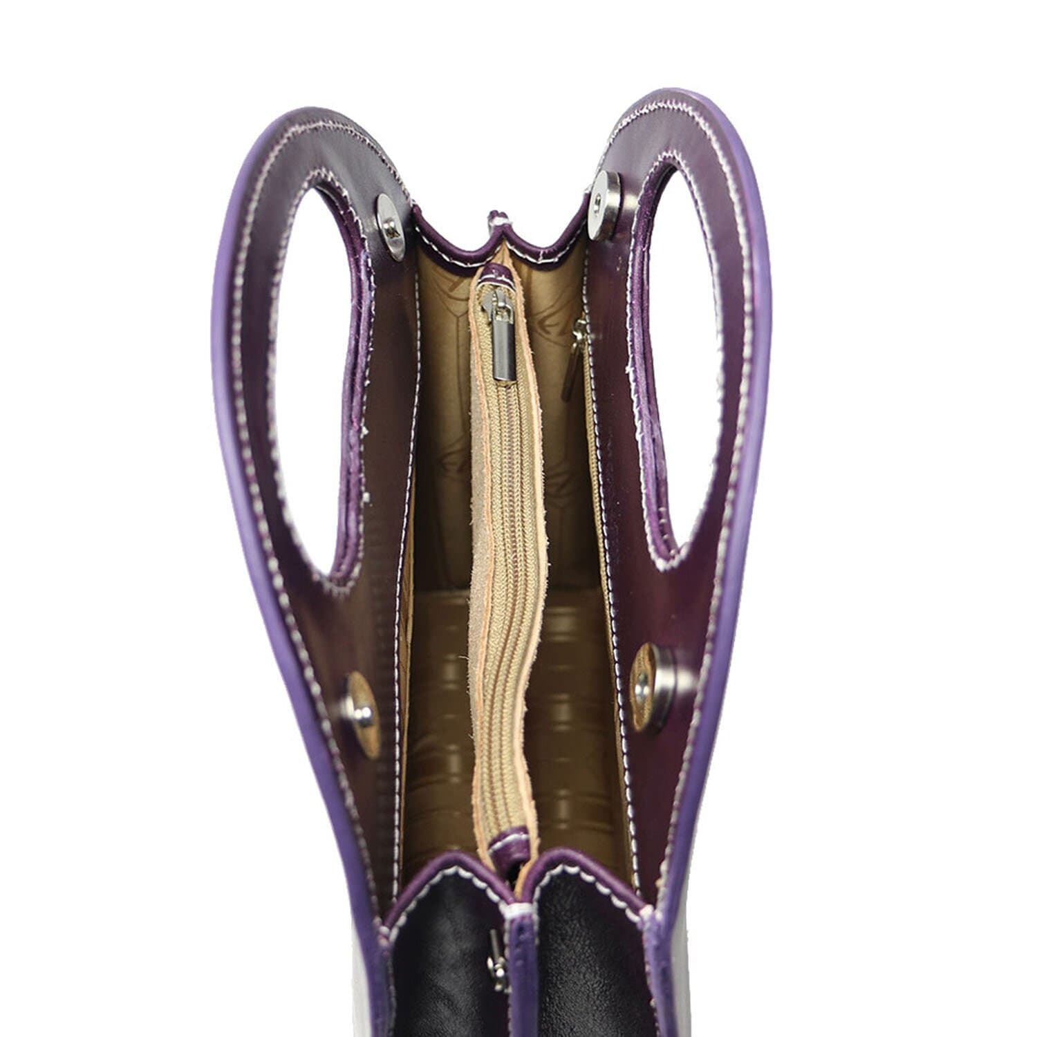 Borsa donna in vera pelle CHIAROSCURO mod. WINONA, colore VIOLA, Made in Italy.