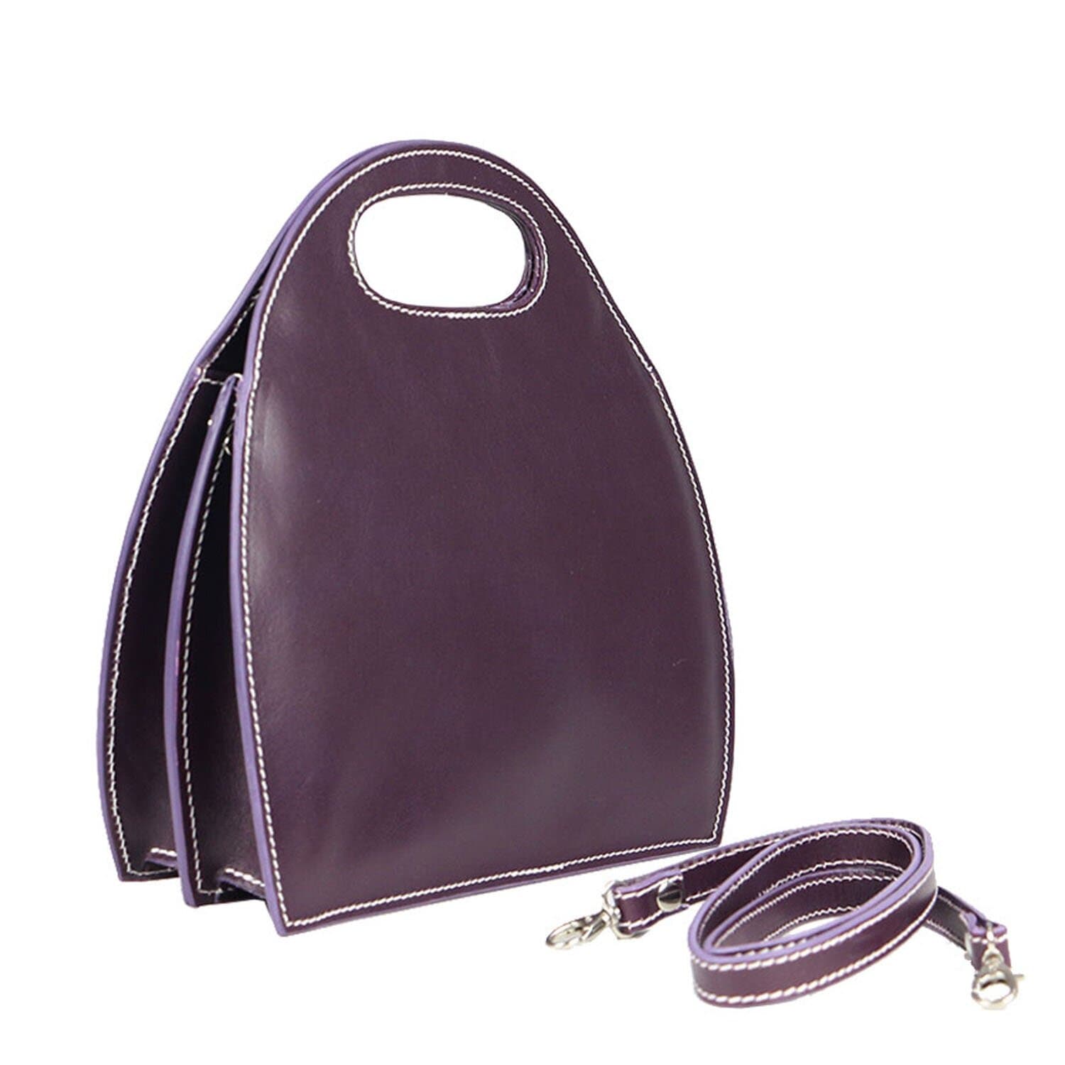 Borsa donna in vera pelle CHIAROSCURO mod. WINONA, colore VIOLA, Made in Italy.
