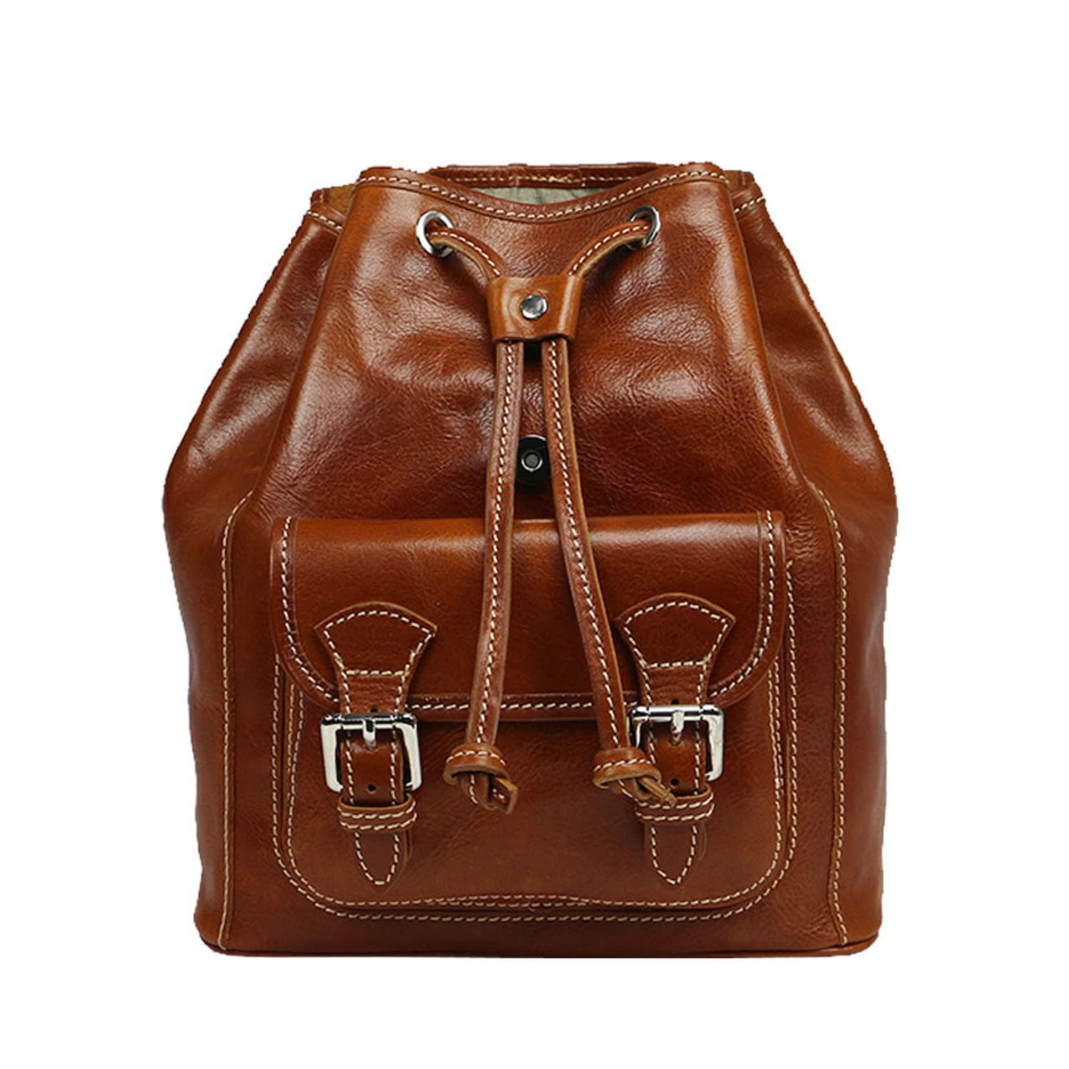 Borsa zaino donna MONTE DOSSO ALTO, in vera pelle tamponata, colore MIELE, CHIAROSCURO, Made in Italy