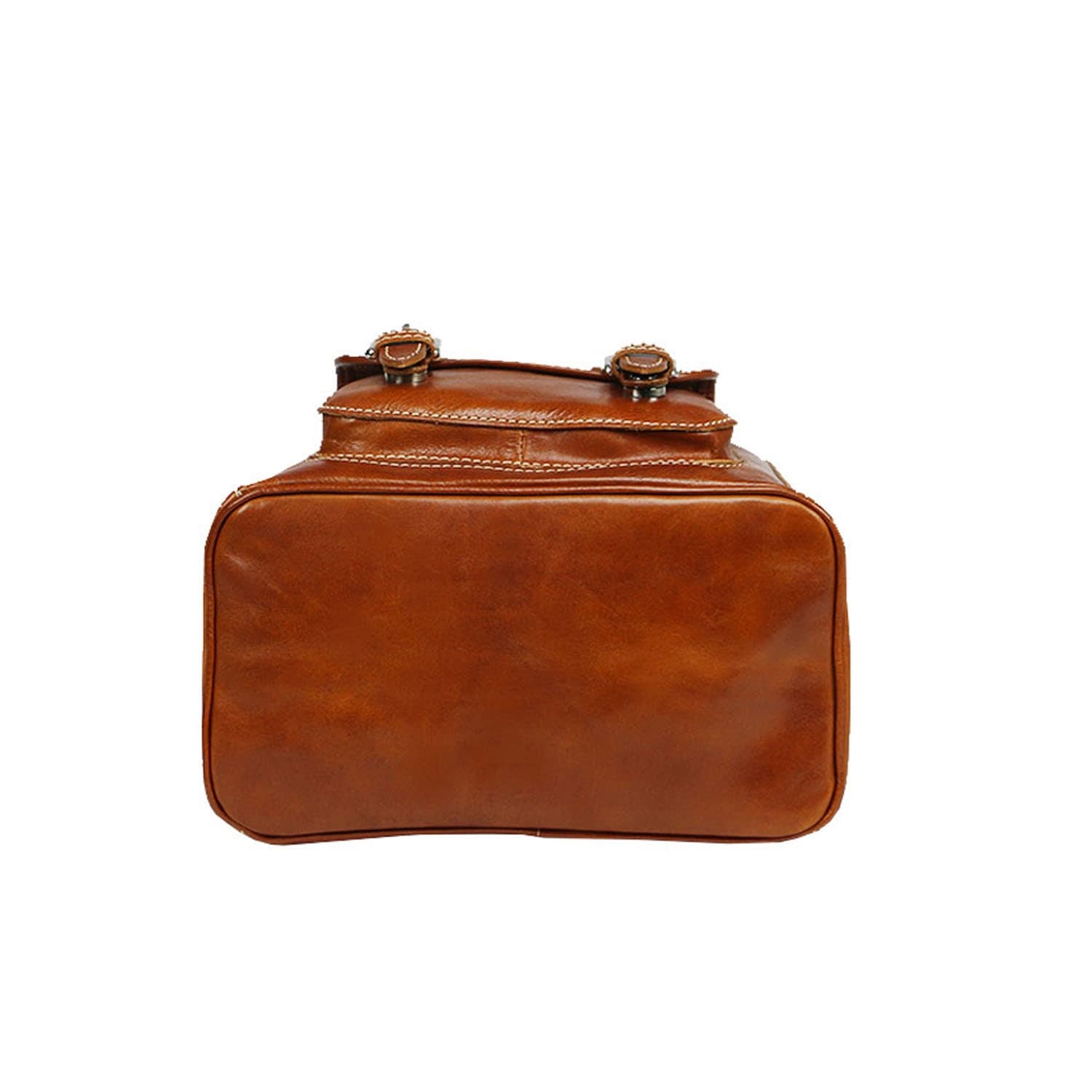 Borsa zaino donna MONTE DOSSO ALTO, in vera pelle tamponata, colore MIELE, CHIAROSCURO, Made in Italy