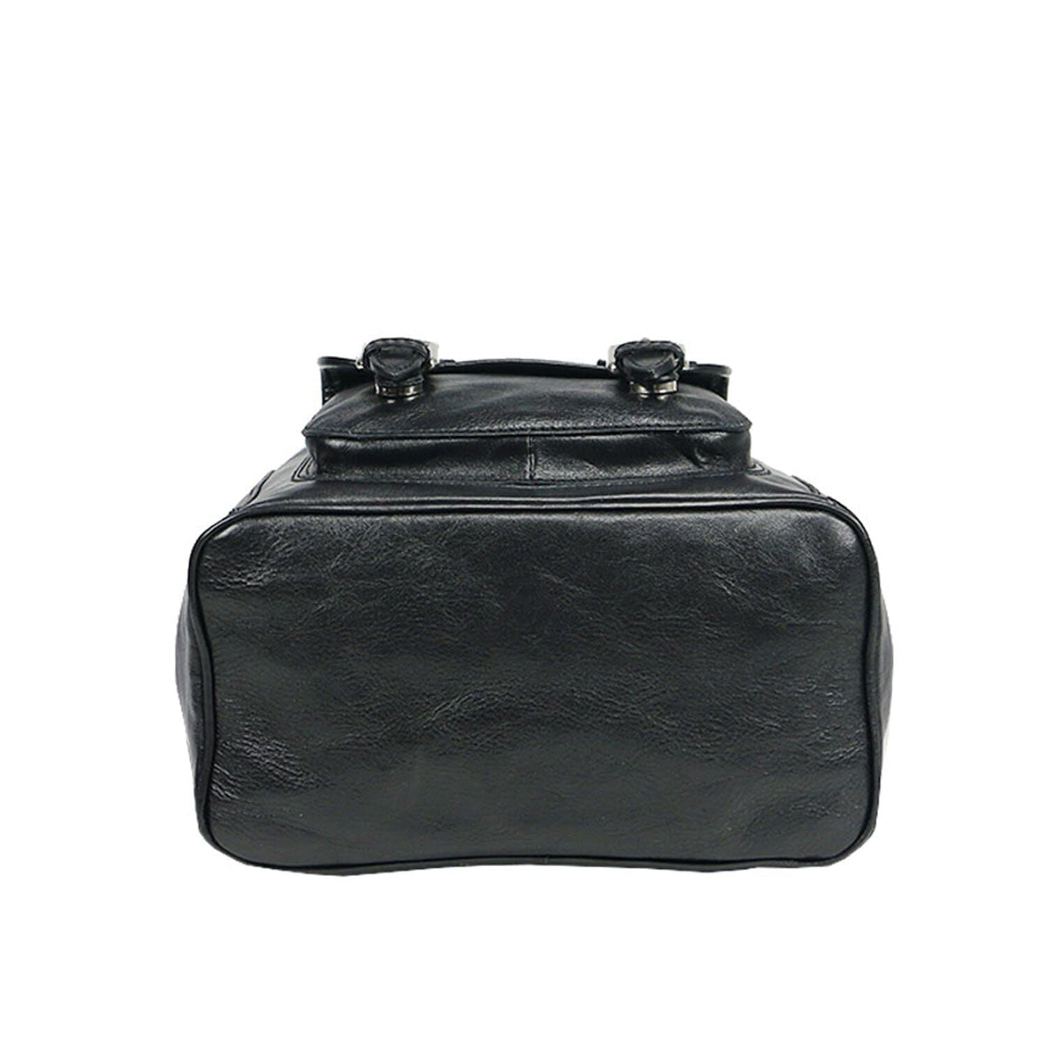 Borsa zaino donna MONTE DOSSO ALTO, in vera pelle tamponata, colore NERO, CHIAROSCURO, Made in Italy.