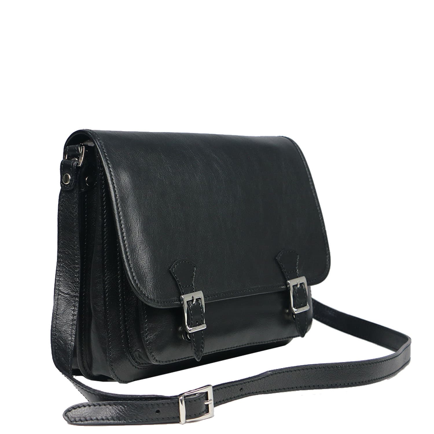 Borsa uomo in vera pelle CHIAROSCURO mod. LORY, colore NERO, Made in Italy.