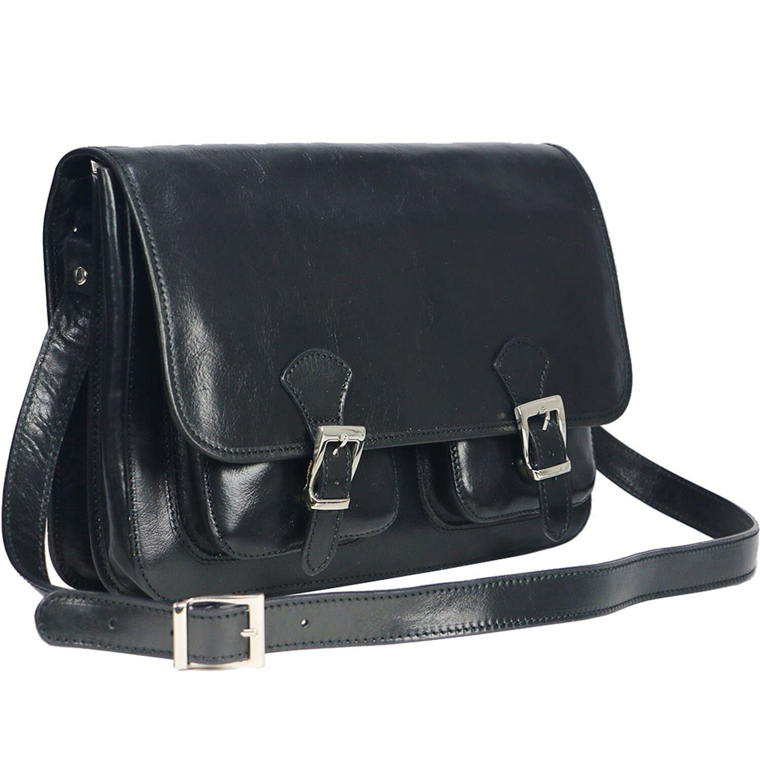 Tracolla da uomo, in cuoio, mod RUDOLF colore : NERO, Made in Italy.