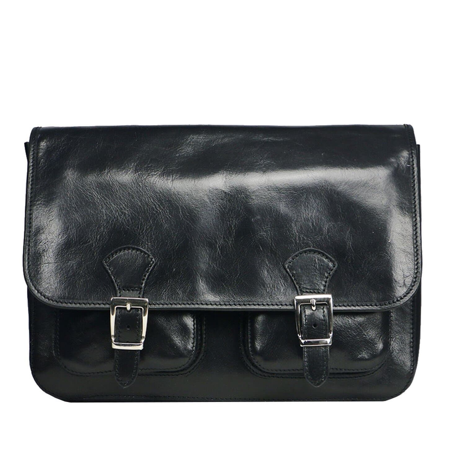 Tracolla da uomo, in cuoio, mod RUDOLF colore : NERO, Made in Italy.