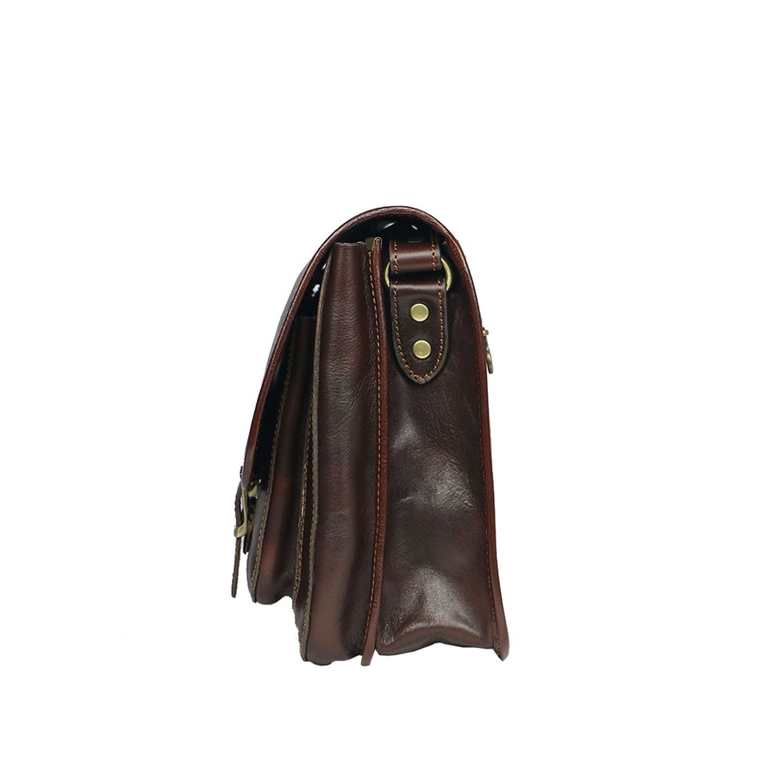 Tracolla da uomo, in cuoio, mod RUDOLF colore : TESTA DI MORO, Made in Italy.