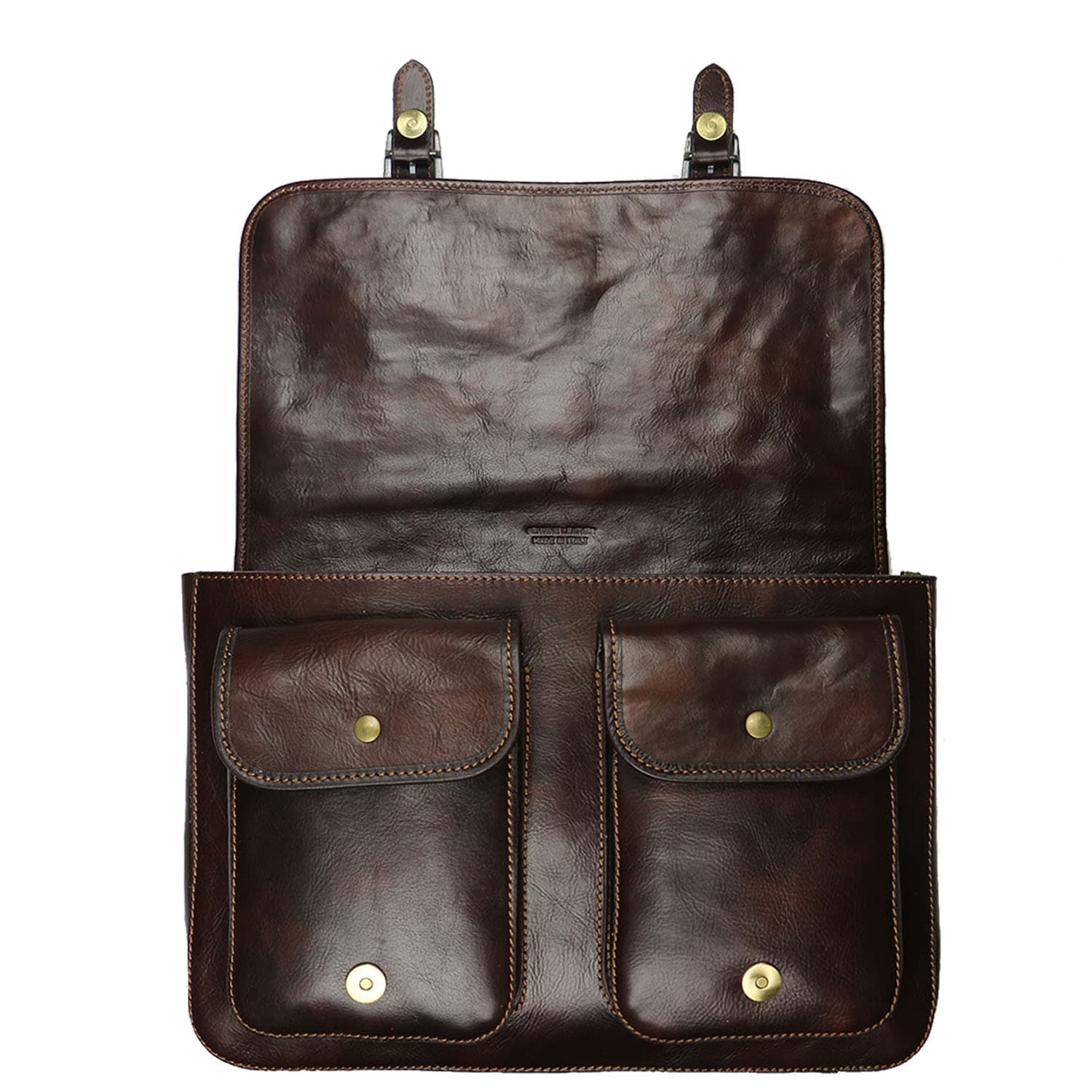 Tracolla da uomo, in cuoio, mod RUDOLF colore : TESTA DI MORO, Made in Italy.