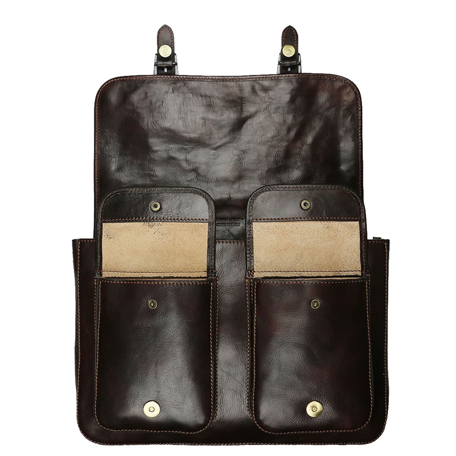 Tracolla da uomo, in cuoio, mod RUDOLF colore : TESTA DI MORO, Made in Italy.