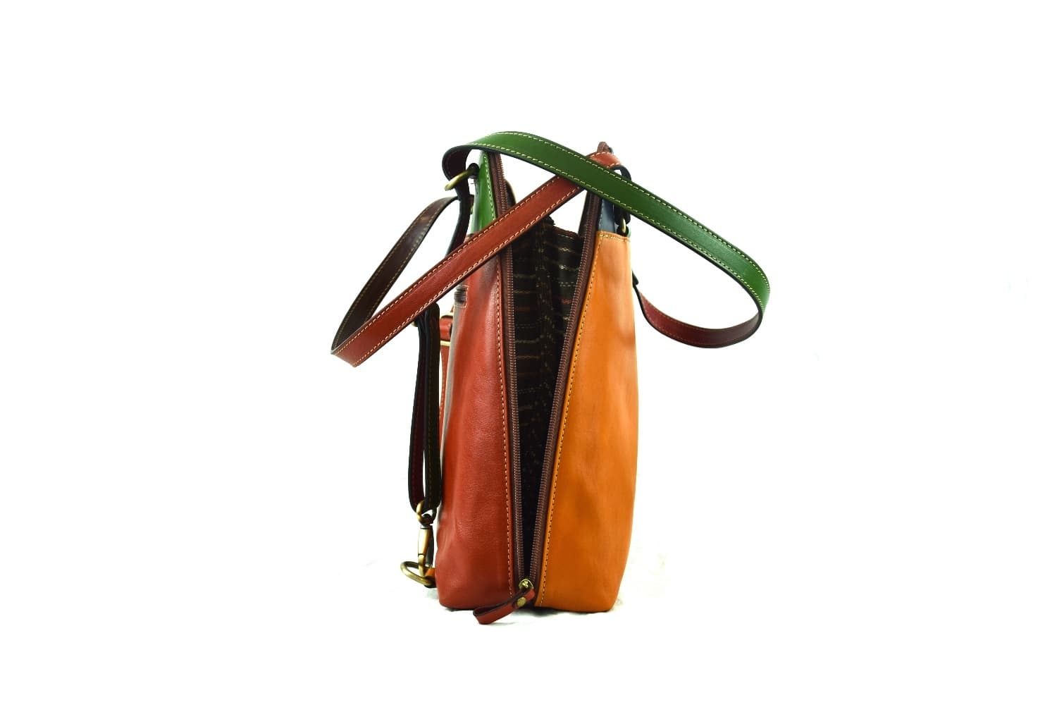 Borsa zaino donna in vera pelle tamponata MONTE CUSNA, SANTINI, MADE IN ITALY.