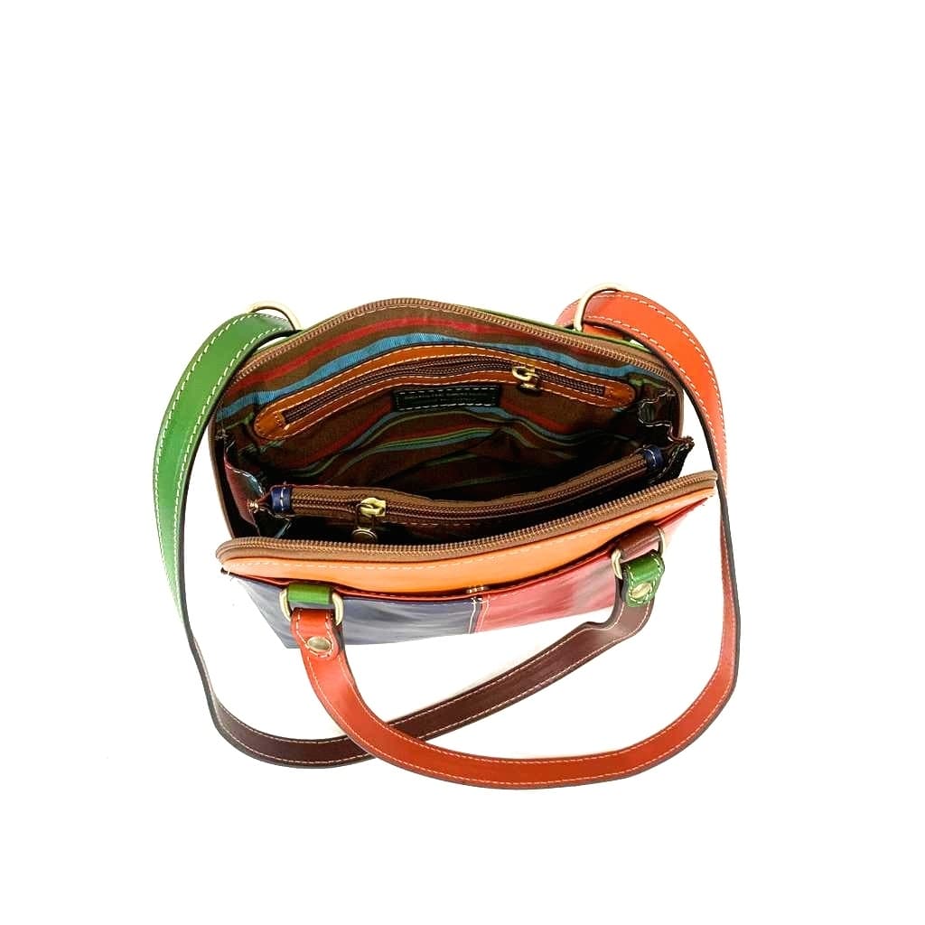 Borsa zaino donna in vera pelle tamponata MONTE CUSNA, SANTINI, MADE IN ITALY.