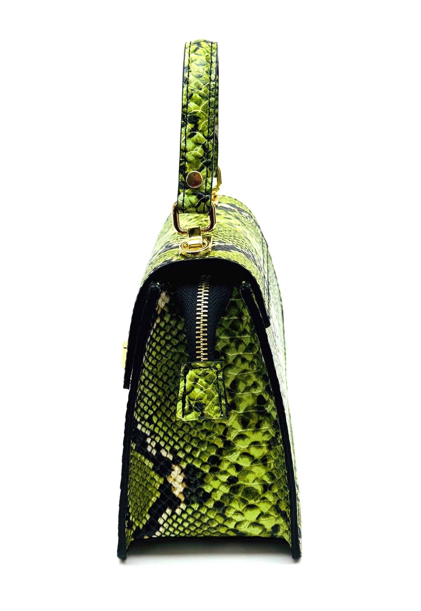 Borsa small a mano / a tracolla da donna in vera pelle EVELINA, colore VERDE, CHIAROSCURO, Made in Italy