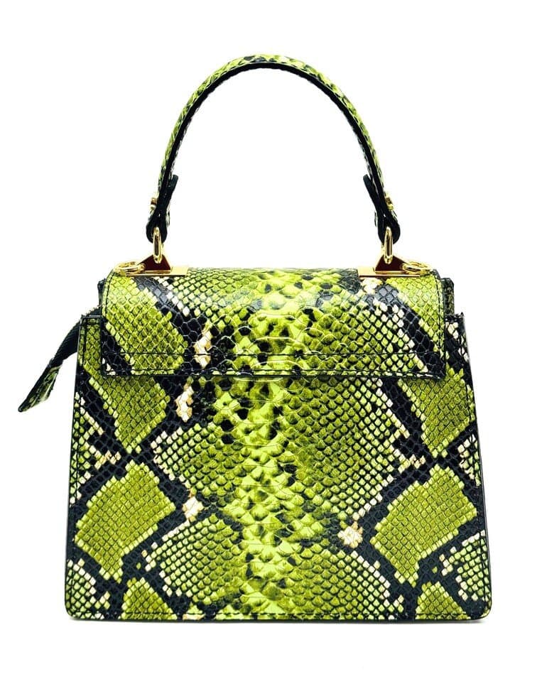 Borsa small a mano / a tracolla da donna in vera pelle EVELINA, colore VERDE, CHIAROSCURO, Made in Italy
