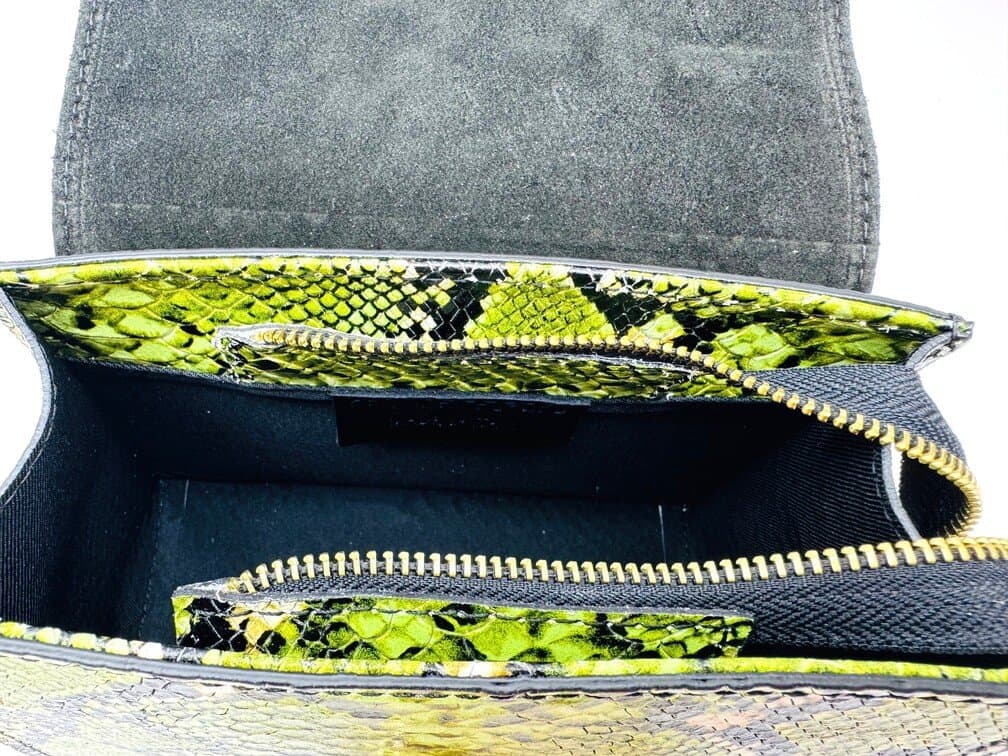 Borsa small a mano / a tracolla da donna in vera pelle EVELINA, colore VERDE, CHIAROSCURO, Made in Italy