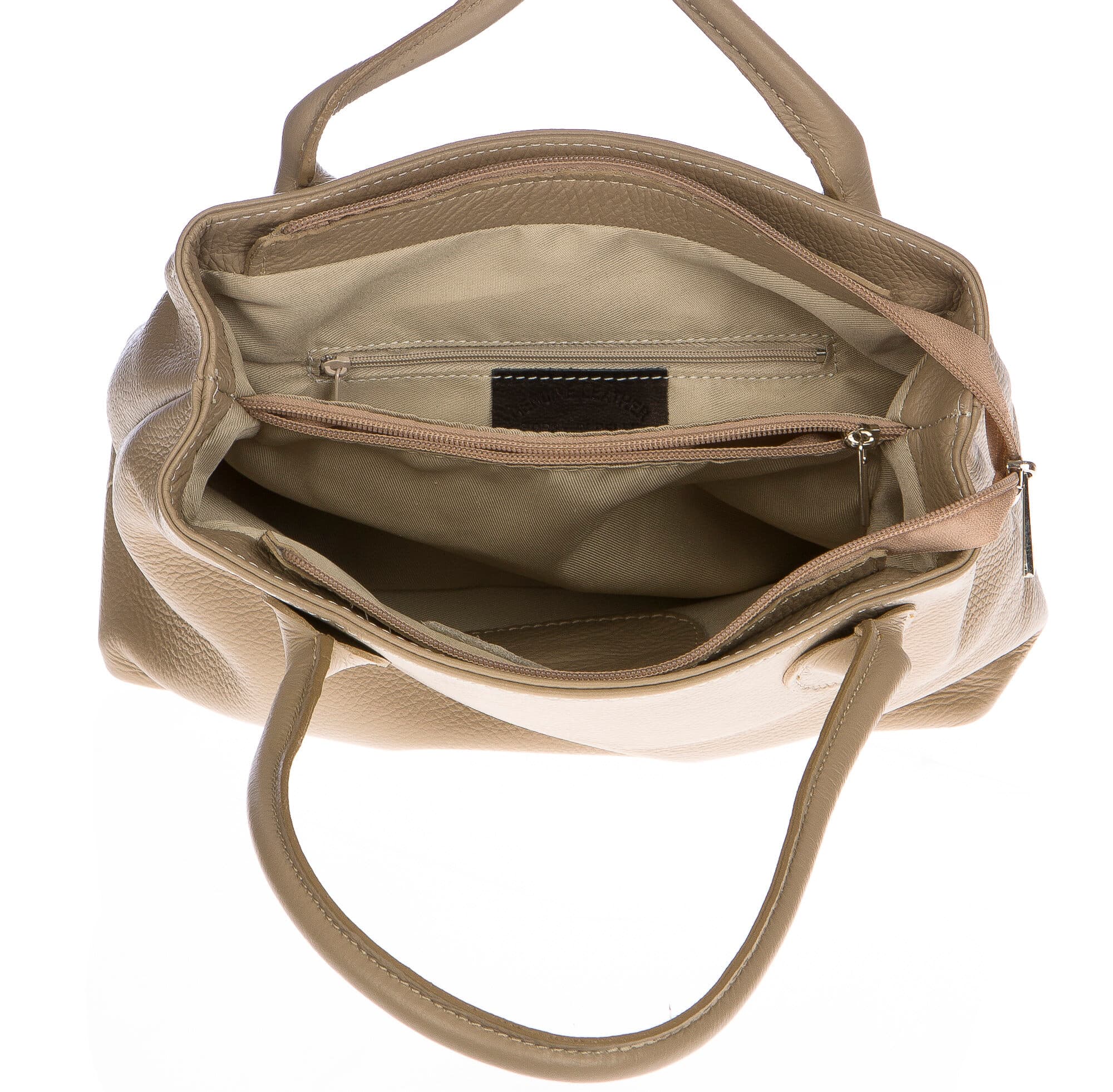 Borsa donna in vera pelle CHIAROSCURO mod. ENRICA colore BEIGE Made in Italy