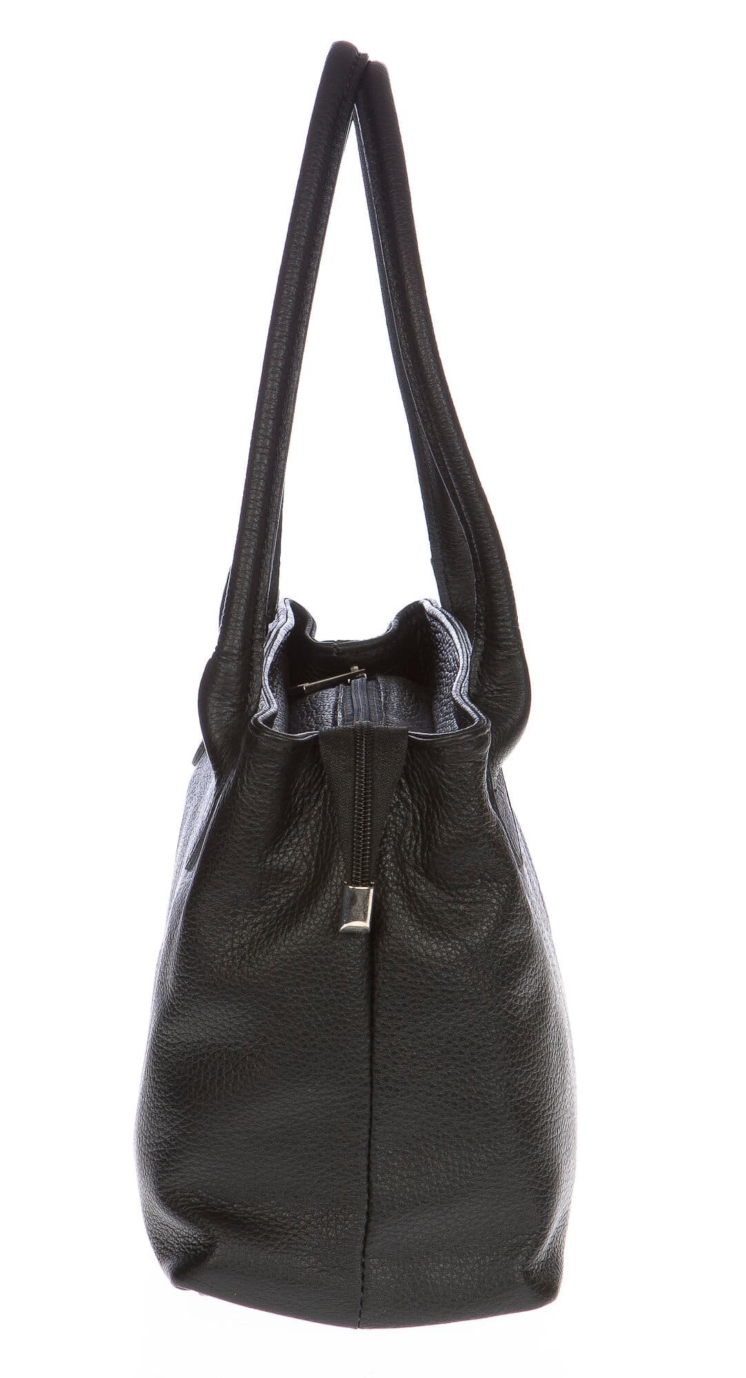 Borsa donna in vera pelle CHIAROSCURO mod. ENRICA colore NERO Made in Italy