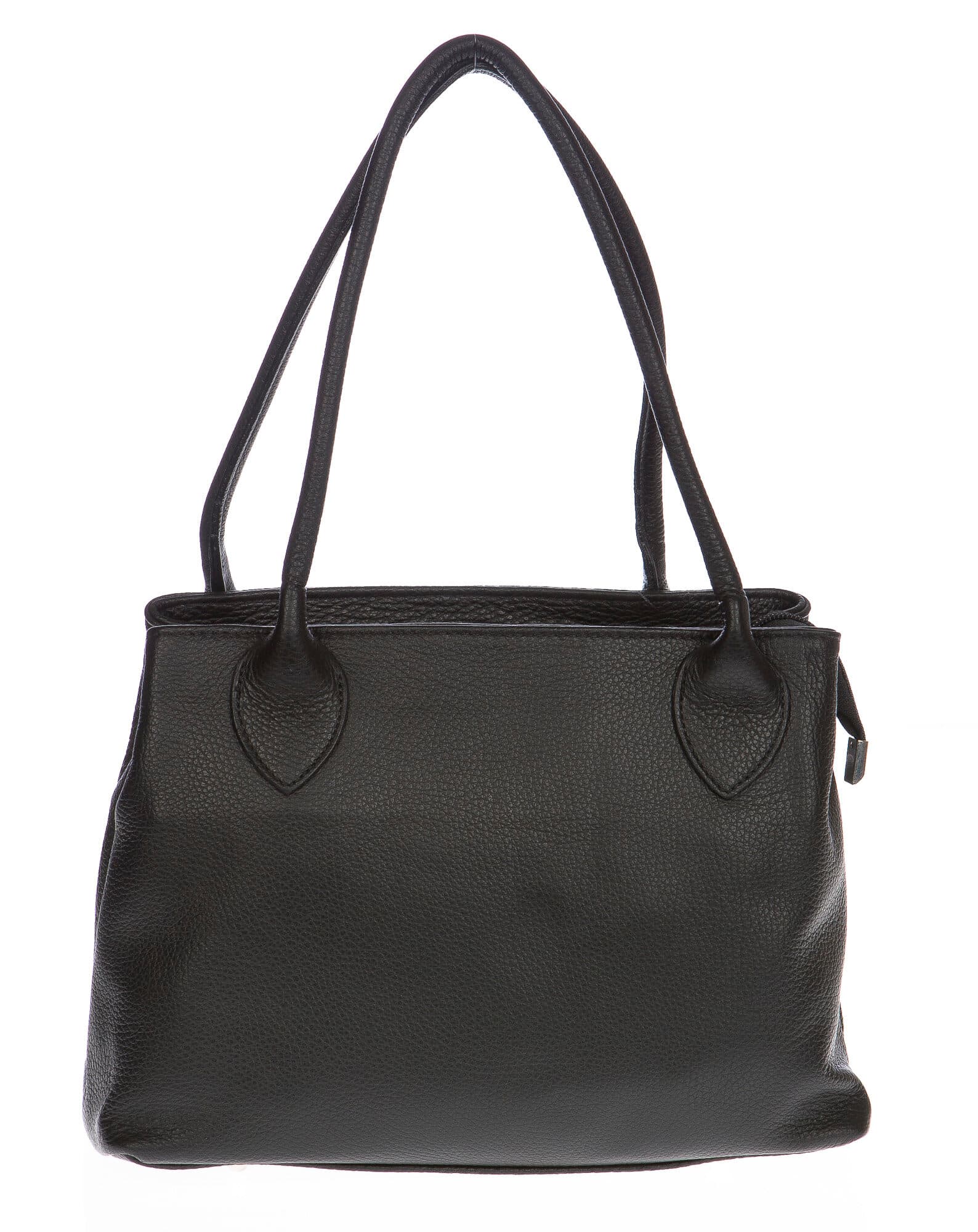 Borsa donna in vera pelle CHIAROSCURO mod. ENRICA colore NERO Made in Italy