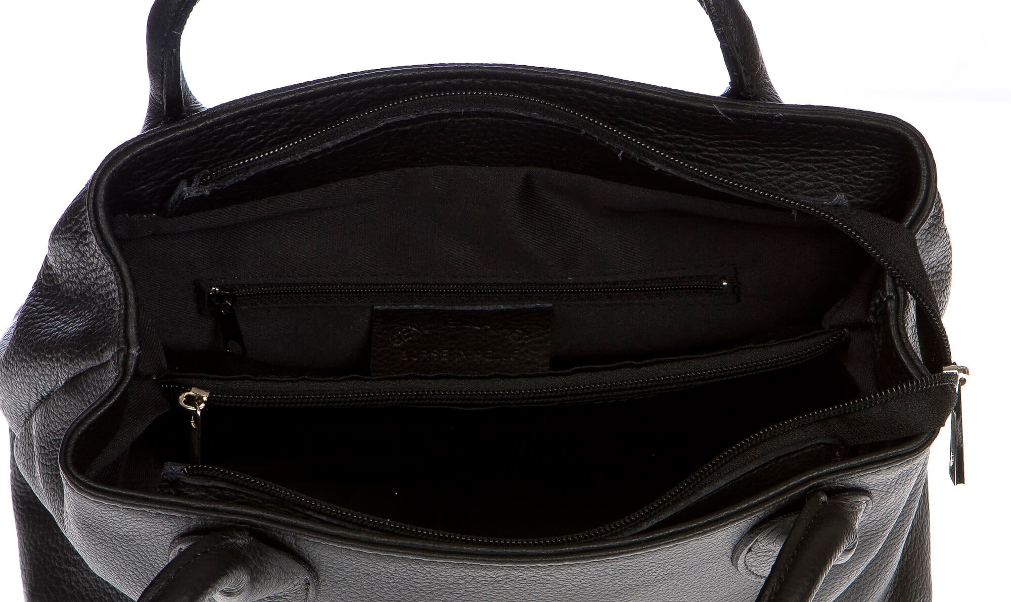 Borsa donna in vera pelle CHIAROSCURO mod. ENRICA colore NERO Made in Italy