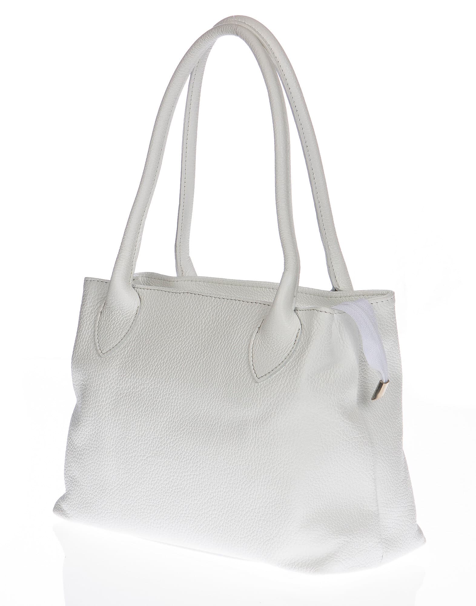 Borsa donna in vera pelle CHIAROSCURO mod. ENRICA colore BIANCO Made in Italy