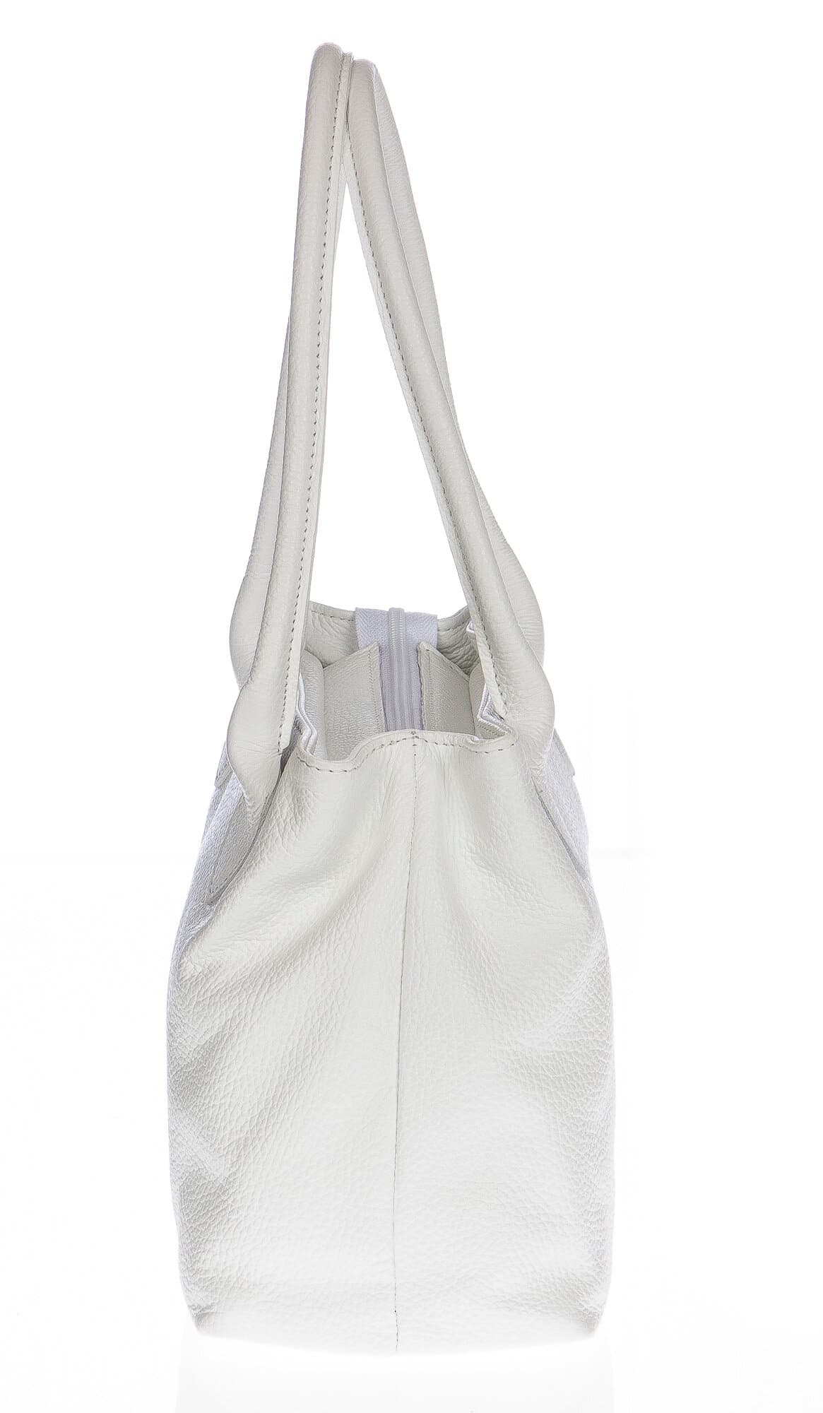 Borsa donna in vera pelle CHIAROSCURO mod. ENRICA colore BIANCO Made in Italy