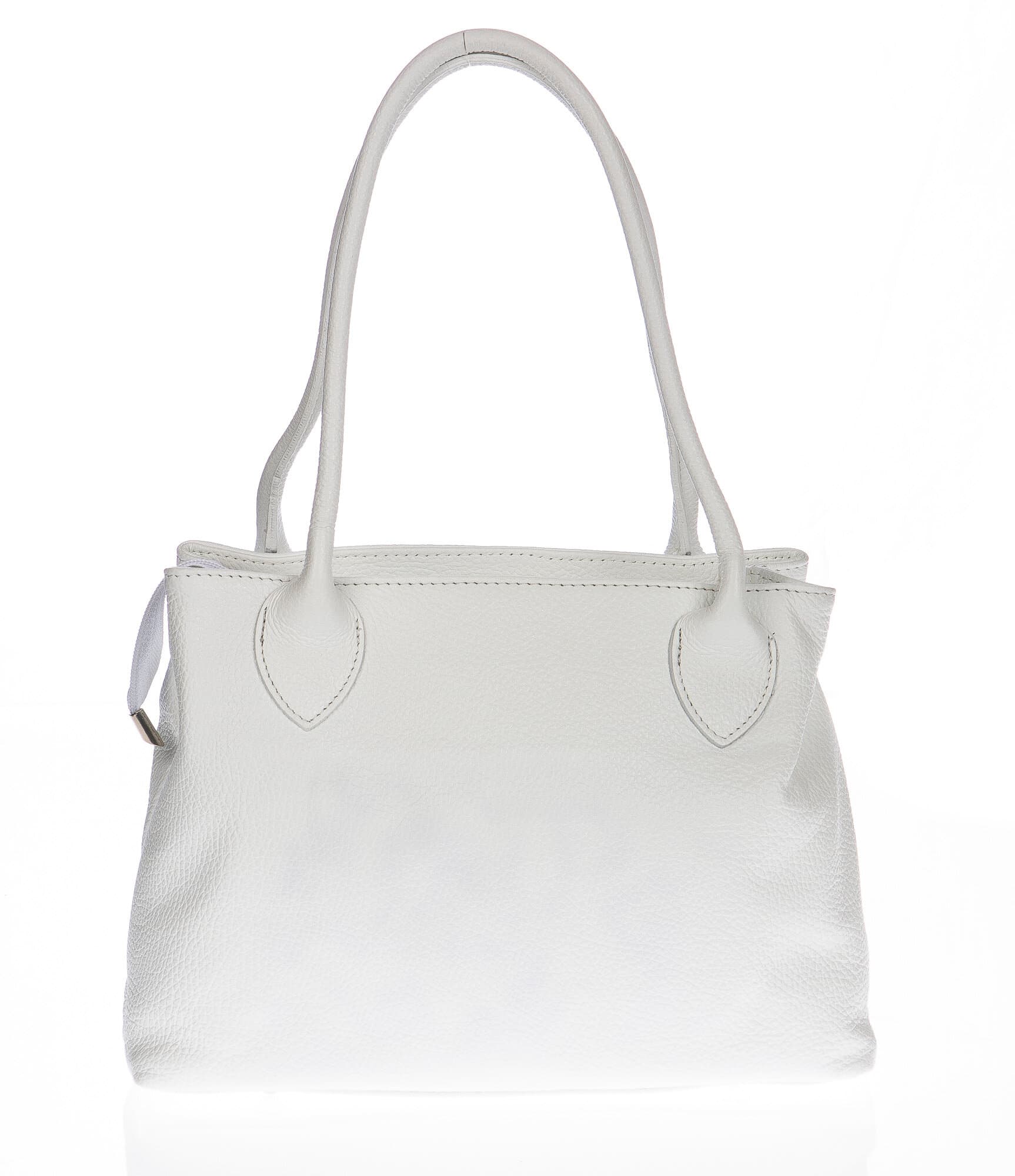 Borsa donna in vera pelle CHIAROSCURO mod. ENRICA colore BIANCO Made in Italy