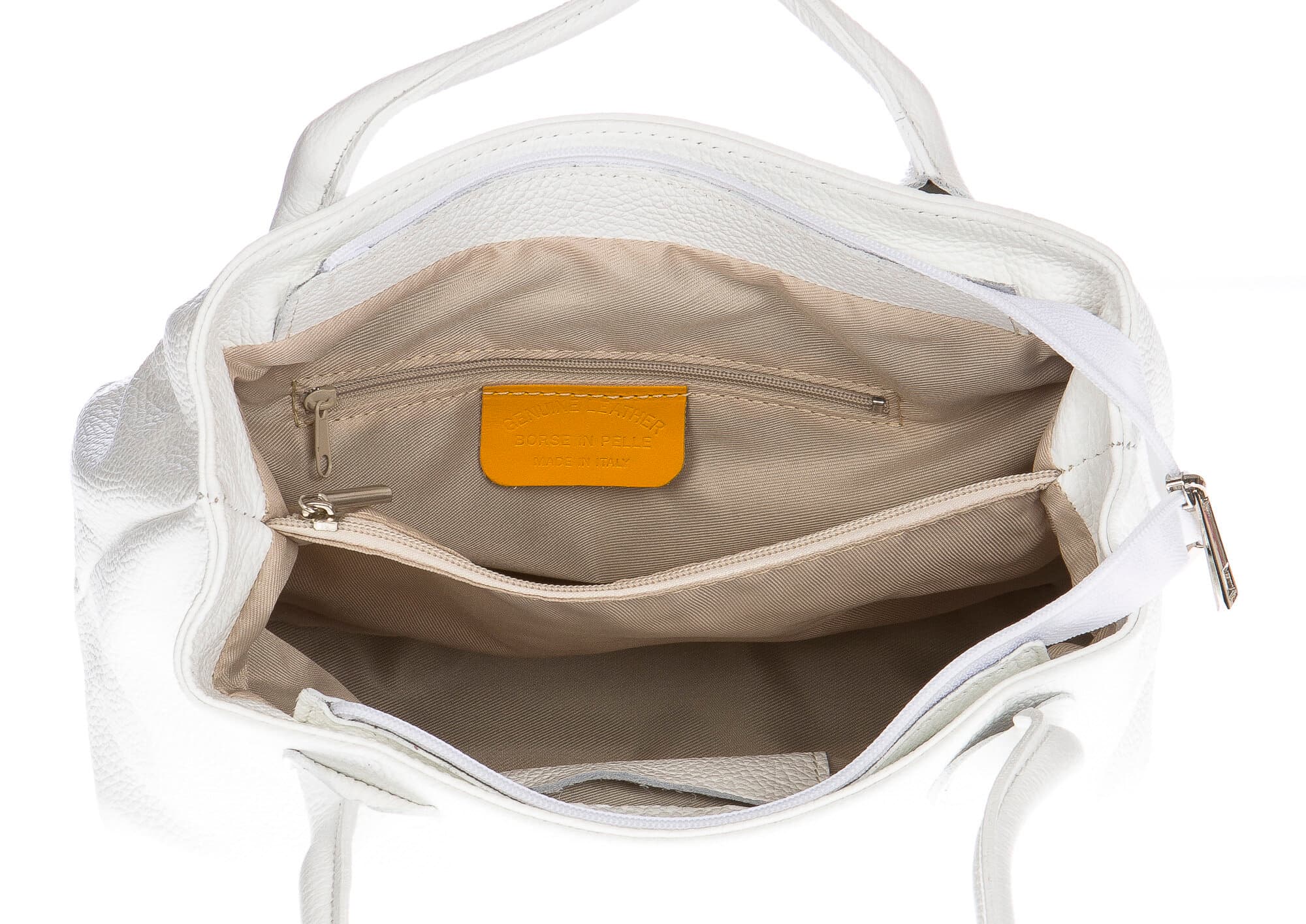 Borsa donna in vera pelle CHIAROSCURO mod. ENRICA colore BIANCO Made in Italy