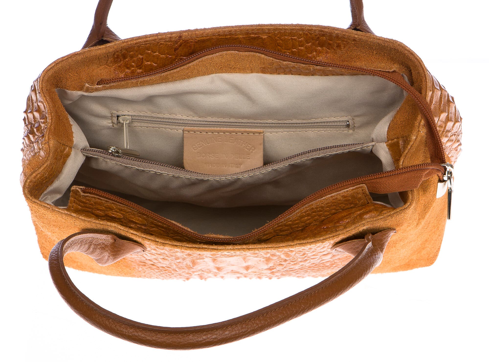 Borsa donna in vera pelle CHIAROSCURO mod. ENRICA colore MIELE Made in Italy