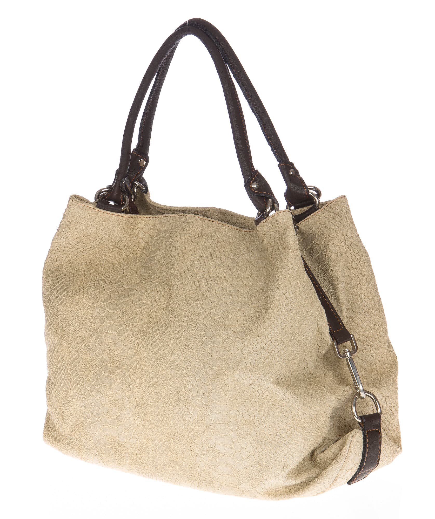 Borsa donna in vera pelle CHIARO SCURO mod. DIVA colore PANNA Made in Italy