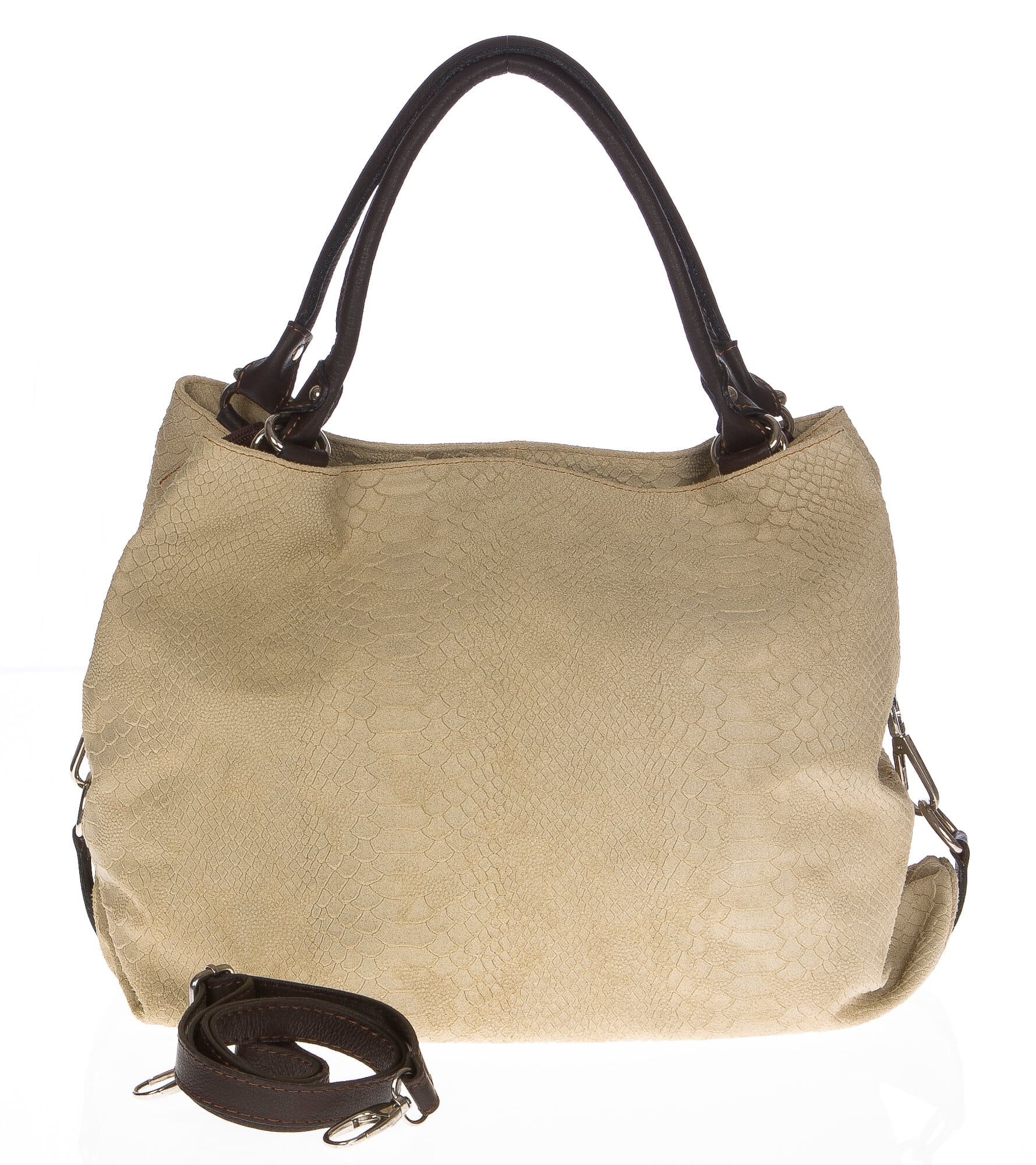 Borsa donna in vera pelle CHIARO SCURO mod. DIVA colore PANNA Made in Italy