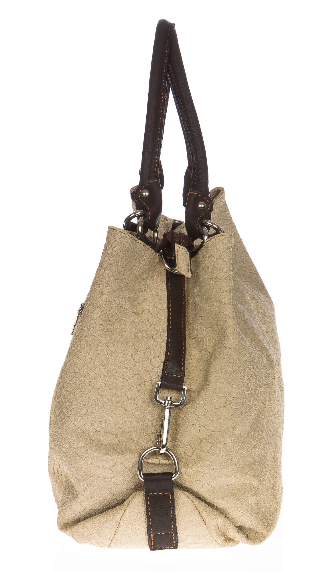 Borsa donna in vera pelle CHIARO SCURO mod. DIVA colore PANNA Made in Italy