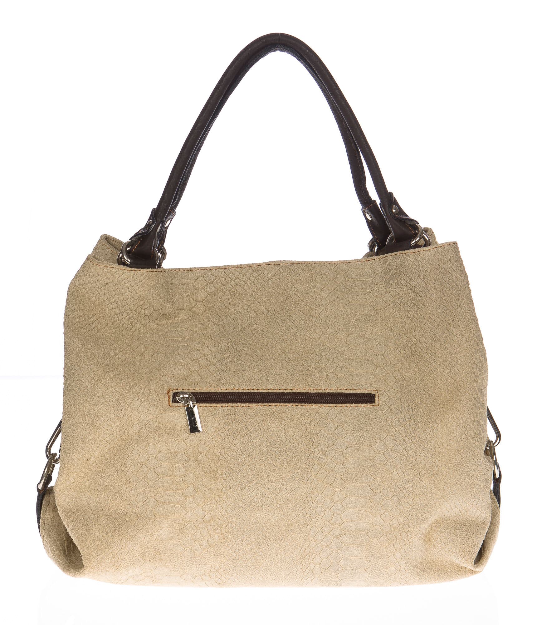 Borsa donna in vera pelle CHIARO SCURO mod. DIVA colore PANNA Made in Italy
