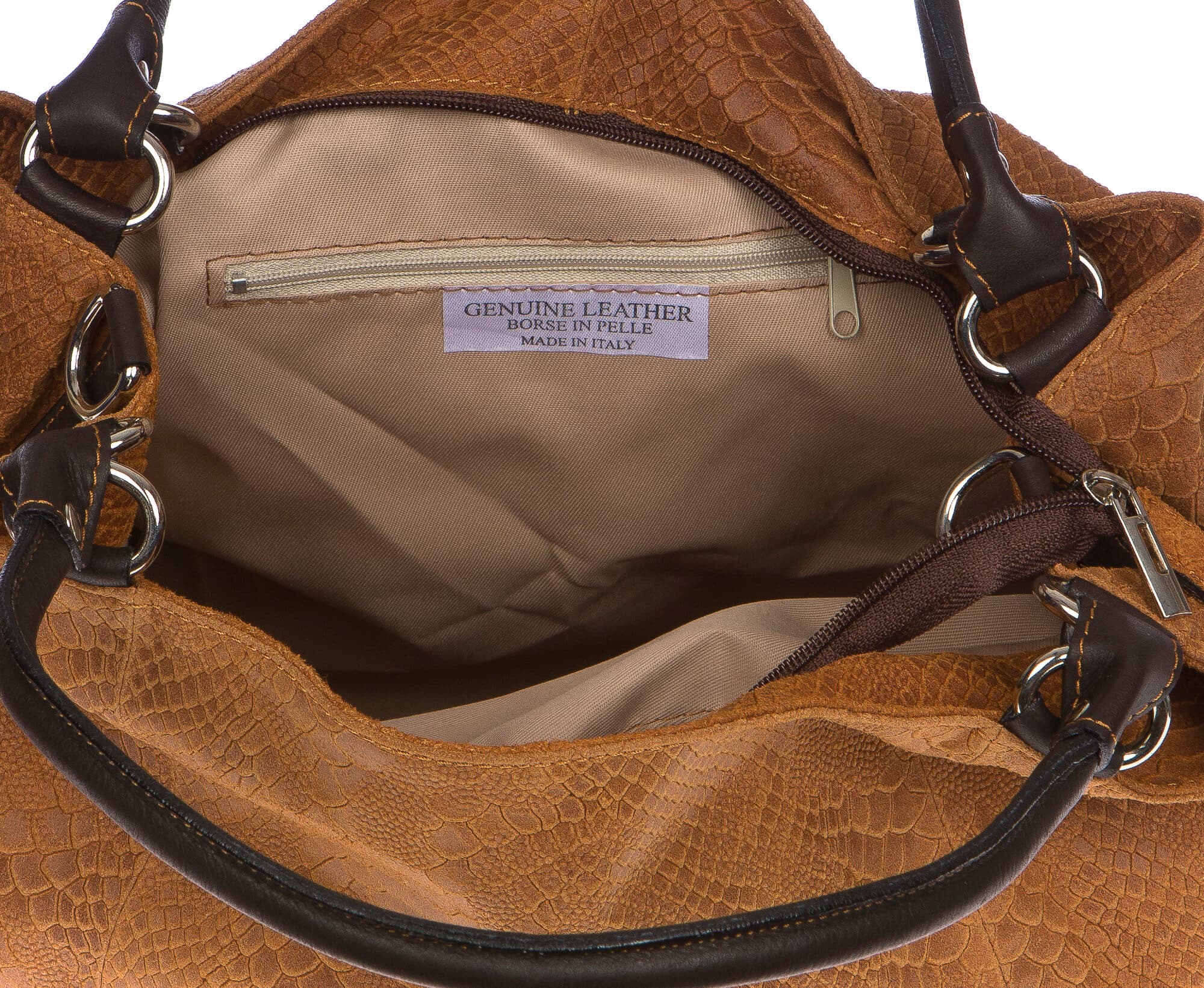 Borsa donna in vera pelle CHIARO SCURO mod. DIVA colore MARRONE Made in Italy