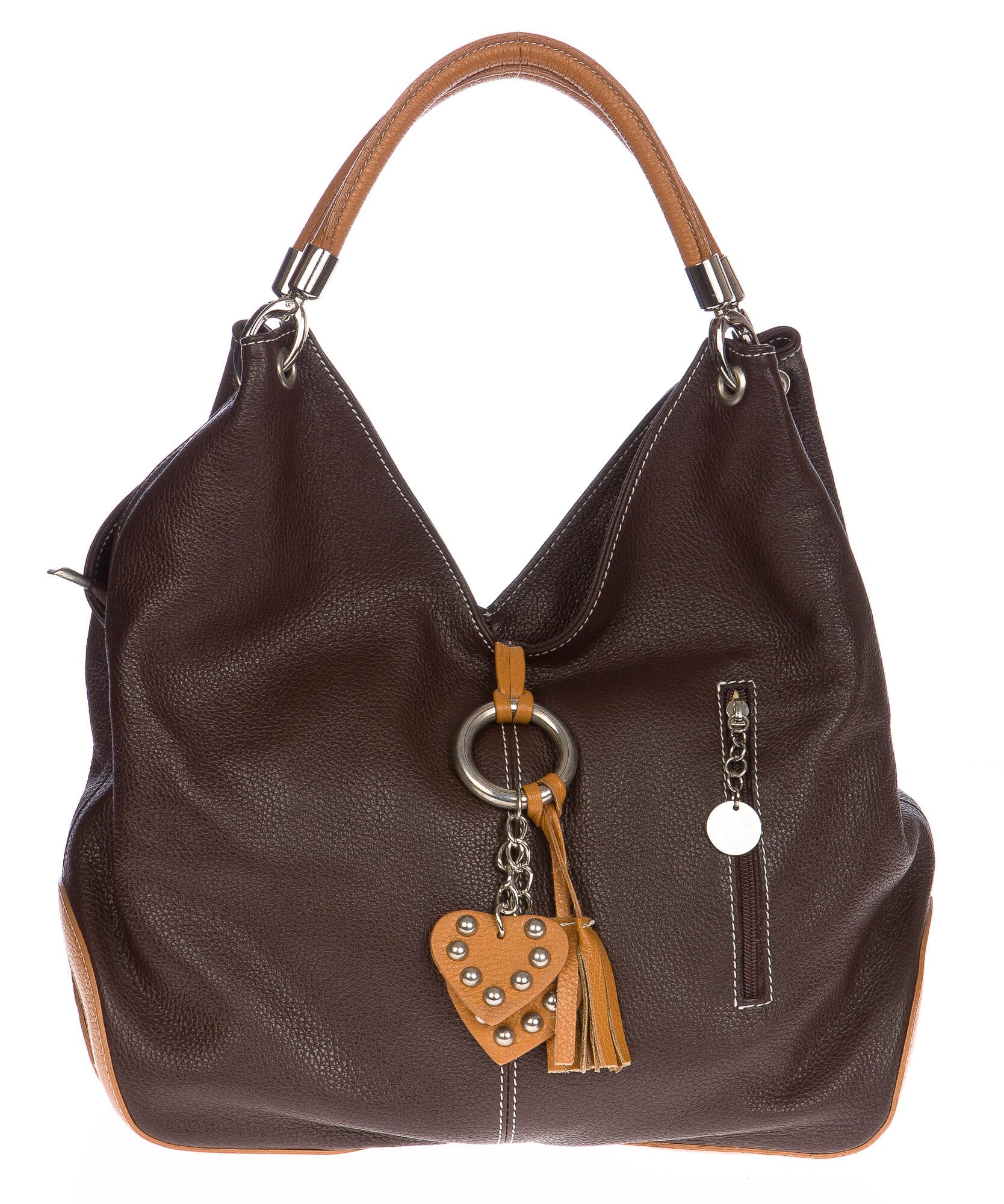 Borsa donna in vera pelle CHIAROSCURO mod. BONELLA big colore TESTA DI MORO Made in Italy