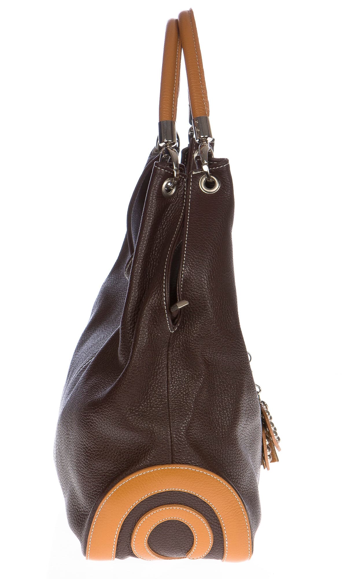Borsa donna in vera pelle CHIAROSCURO mod. BONELLA big colore TESTA DI MORO Made in Italy