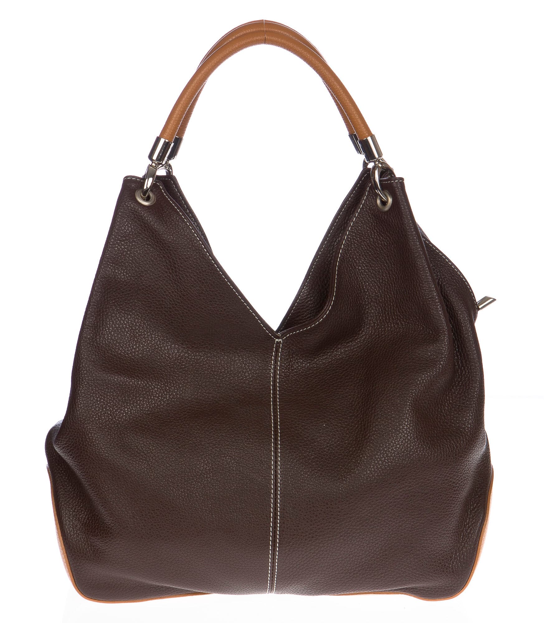 Borsa donna in vera pelle CHIAROSCURO mod. BONELLA big colore TESTA DI MORO Made in Italy