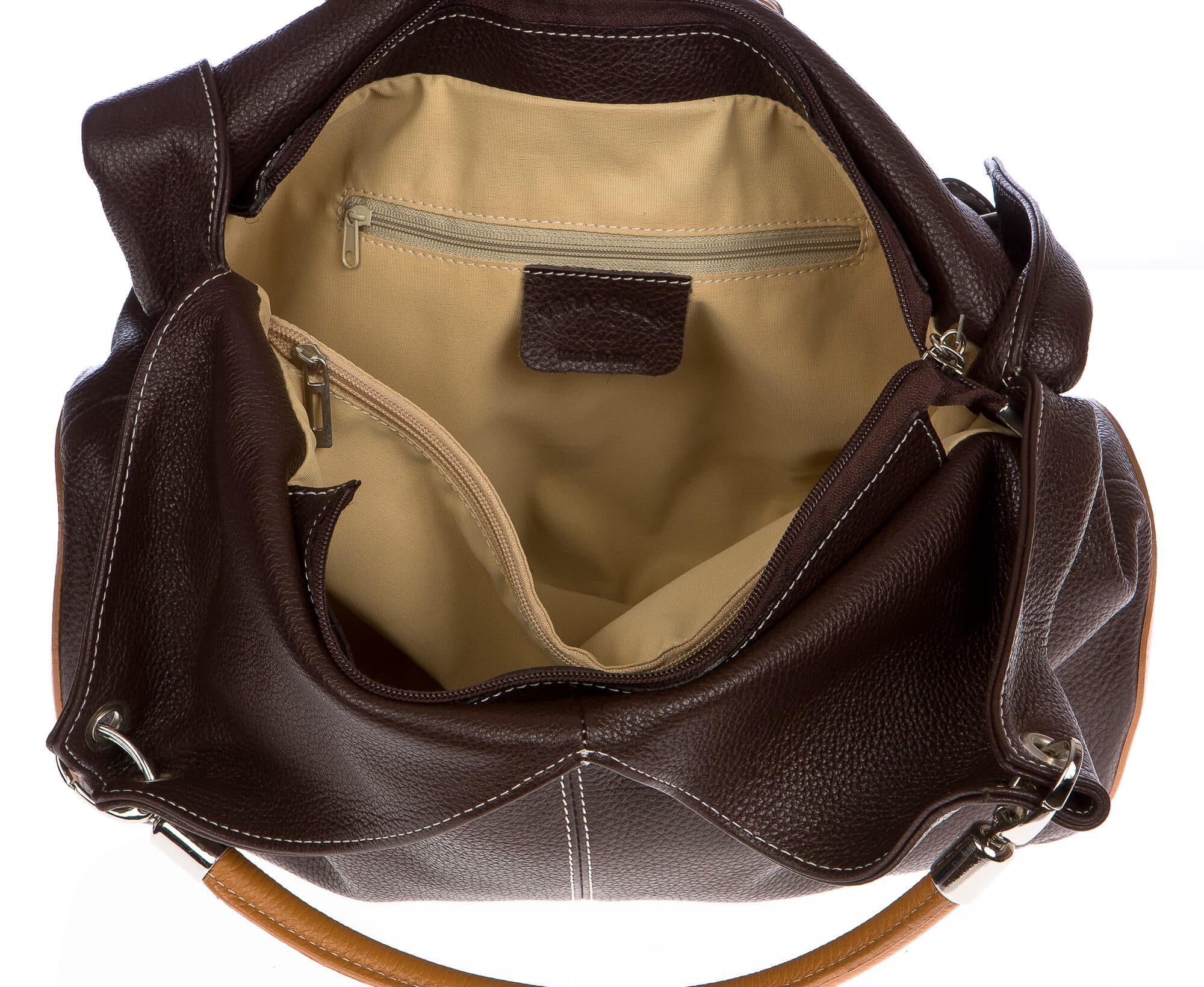 Borsa donna in vera pelle CHIAROSCURO mod. BONELLA big colore TESTA DI MORO Made in Italy