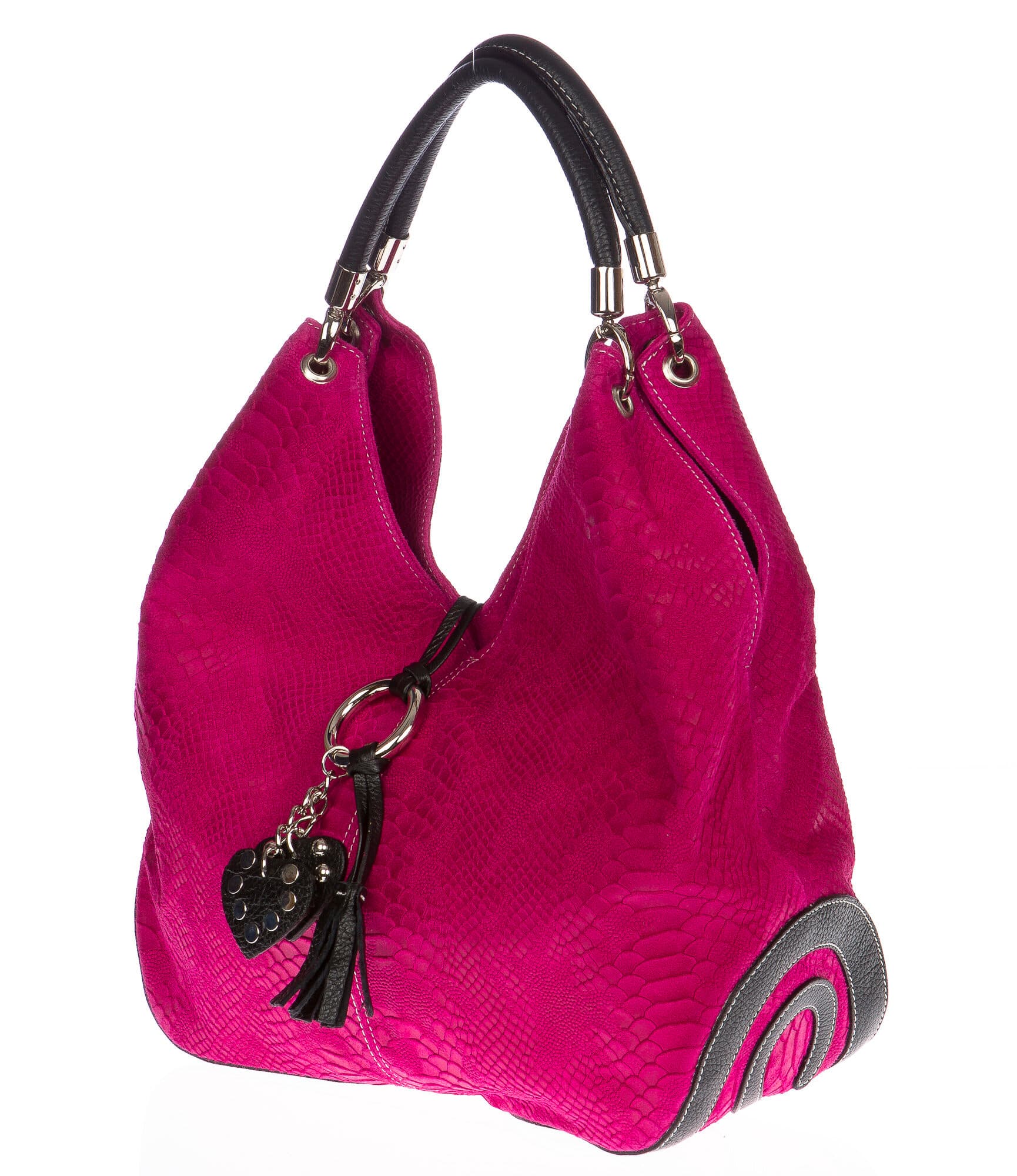 Borsa donna in vera pelle CHIAROSCURO mod. BONELLA big colore FUCSIA Made in Italy
