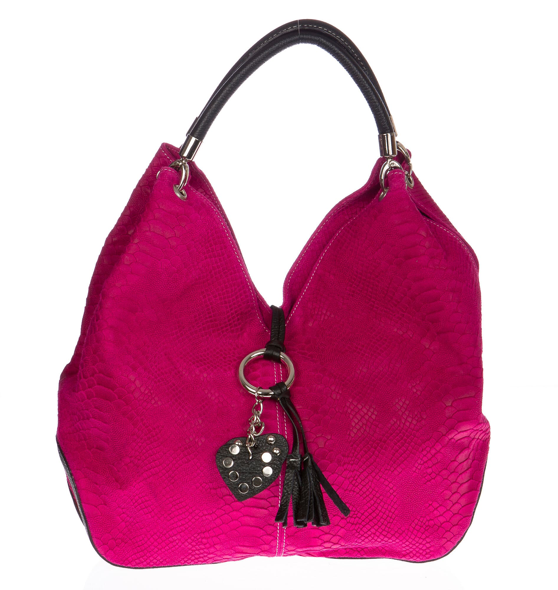 Borsa donna in vera pelle CHIAROSCURO mod. BONELLA big colore FUCSIA Made in Italy