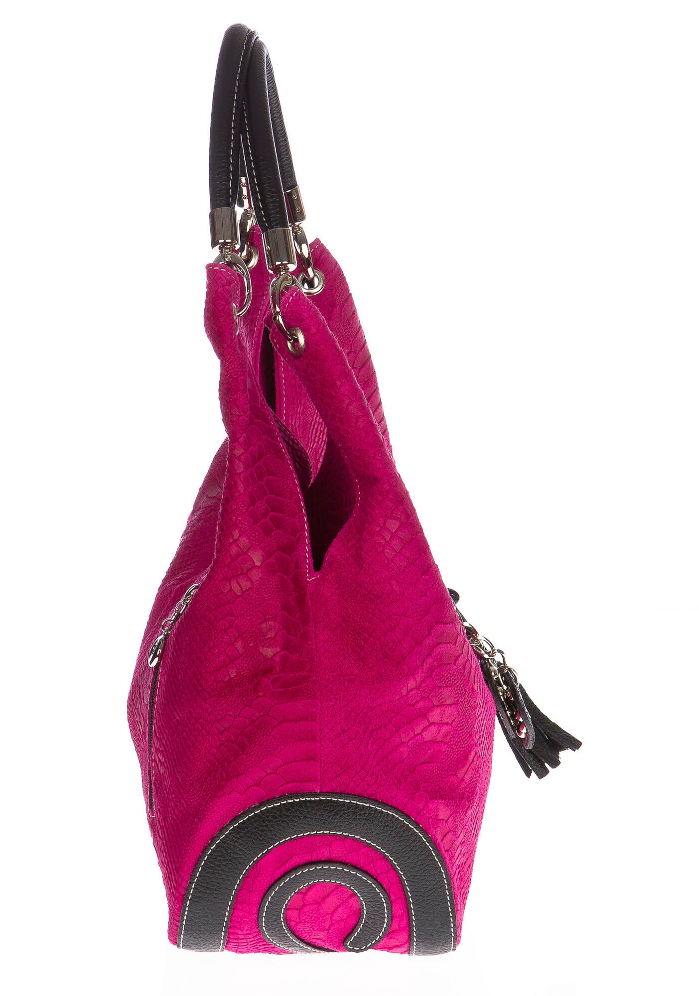 Borsa donna in vera pelle CHIAROSCURO mod. BONELLA big colore FUCSIA Made in Italy