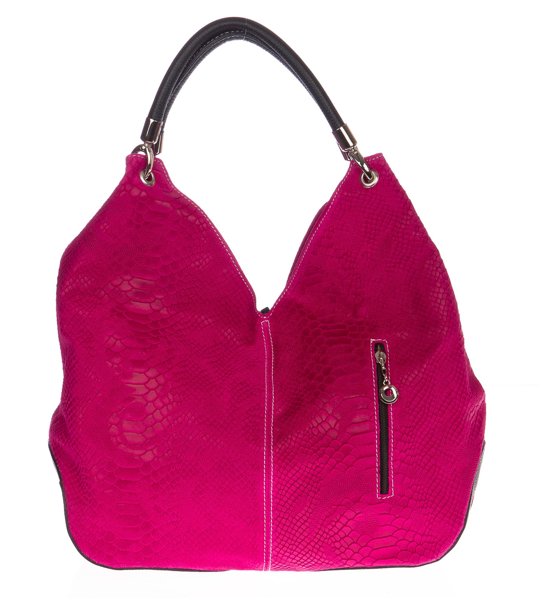 Borsa donna in vera pelle CHIAROSCURO mod. BONELLA big colore FUCSIA Made in Italy