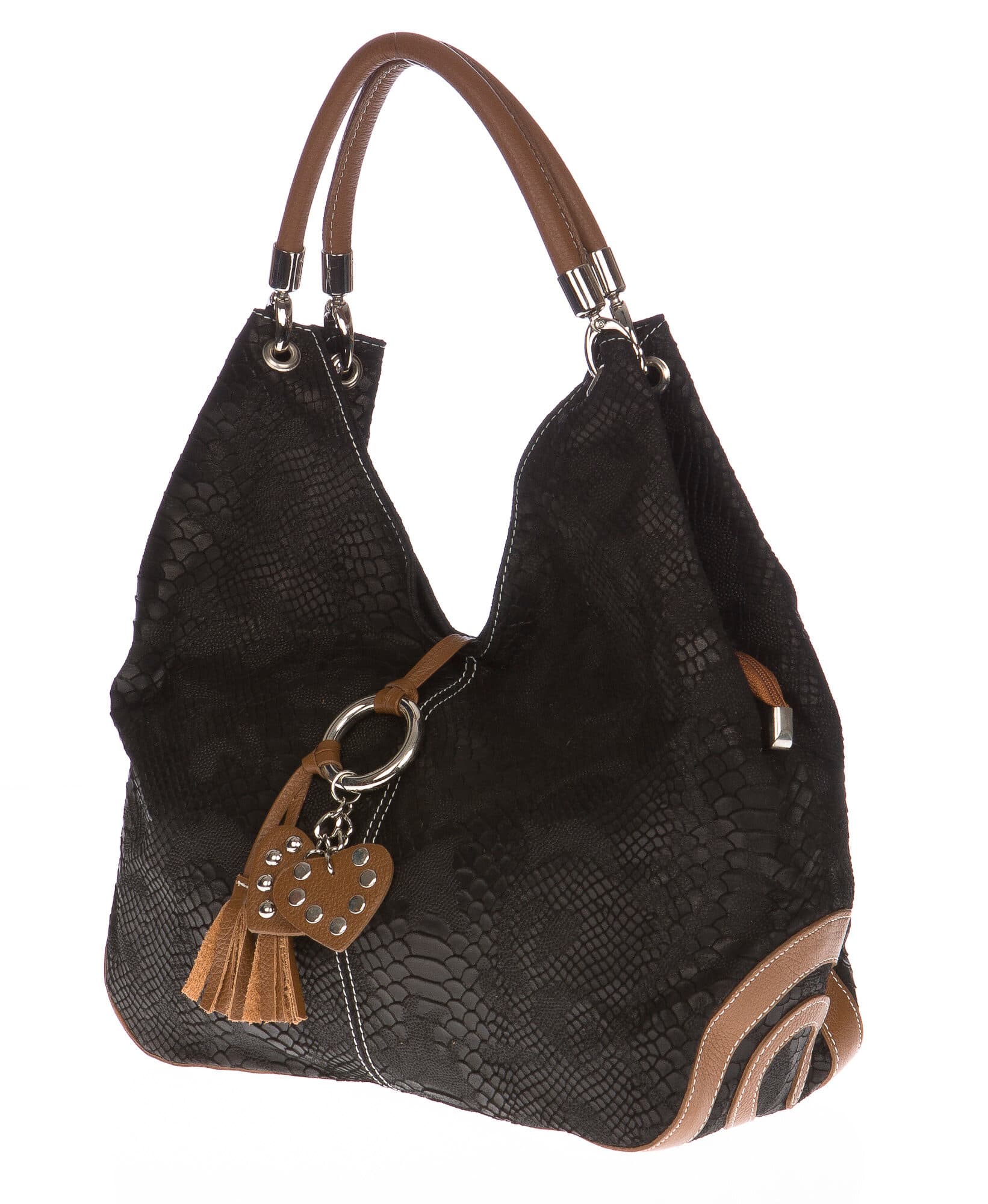 Borsa donna in vera pelle CHIAROSCURO mod. BONELLA big colore NERO Made in Italy