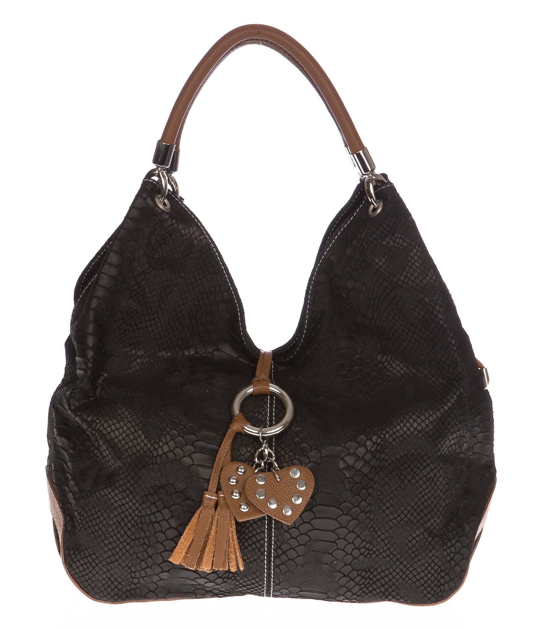 Borsa donna in vera pelle CHIAROSCURO mod. BONELLA big colore NERO Made in Italy