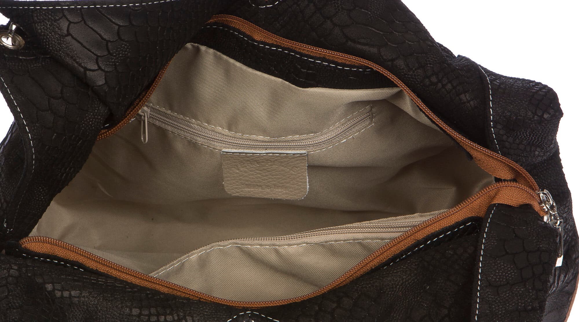 Borsa donna in vera pelle CHIAROSCURO mod. BONELLA big colore NERO Made in Italy