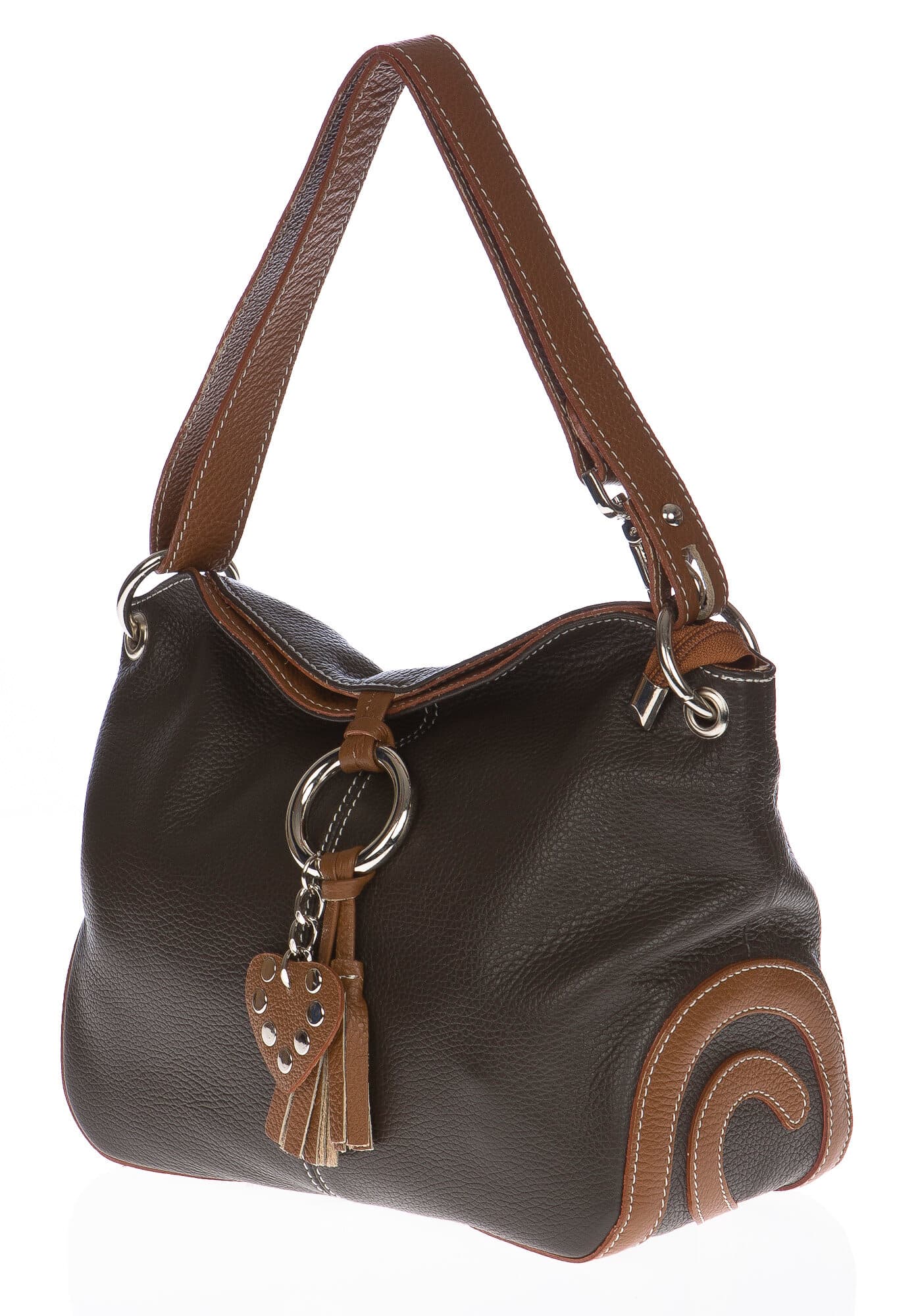 Borsa donna in vera pelle CHIAROSCURO mod. BETTA colore TESTA DI MORO Made in Italy