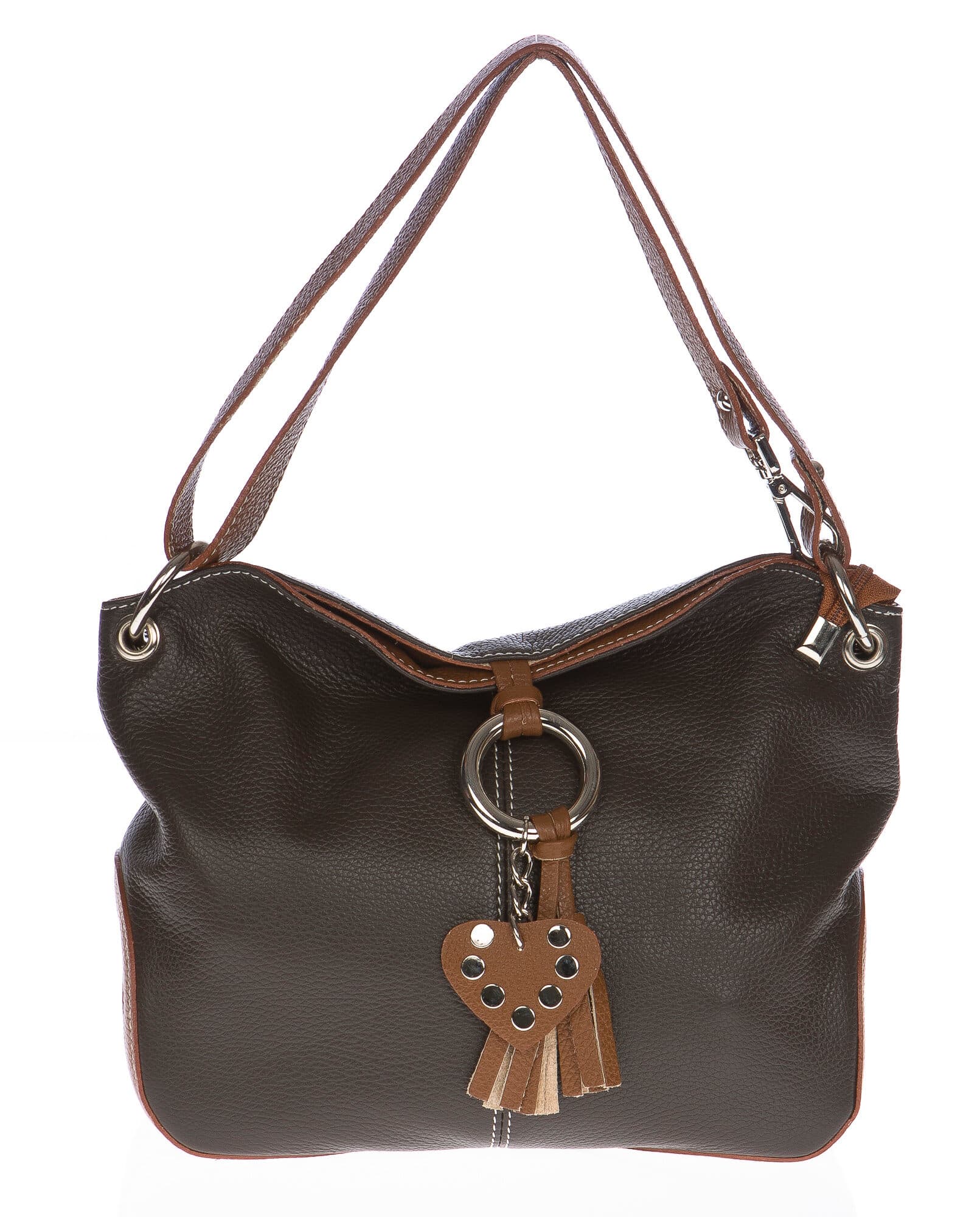 Borsa donna in vera pelle CHIAROSCURO mod. BETTA colore TESTA DI MORO Made in Italy