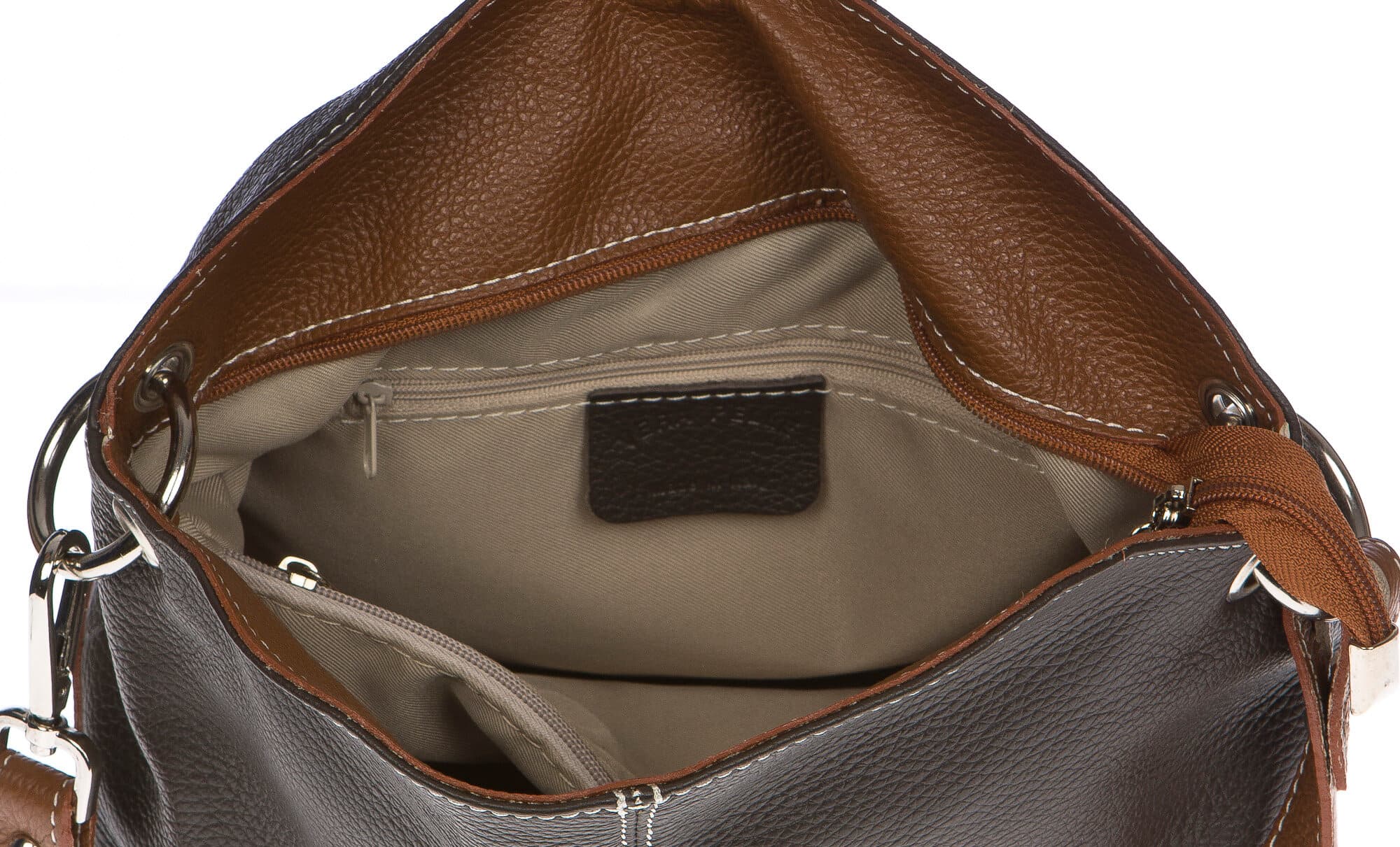 Borsa donna in vera pelle CHIAROSCURO mod. BETTA colore TESTA DI MORO Made in Italy