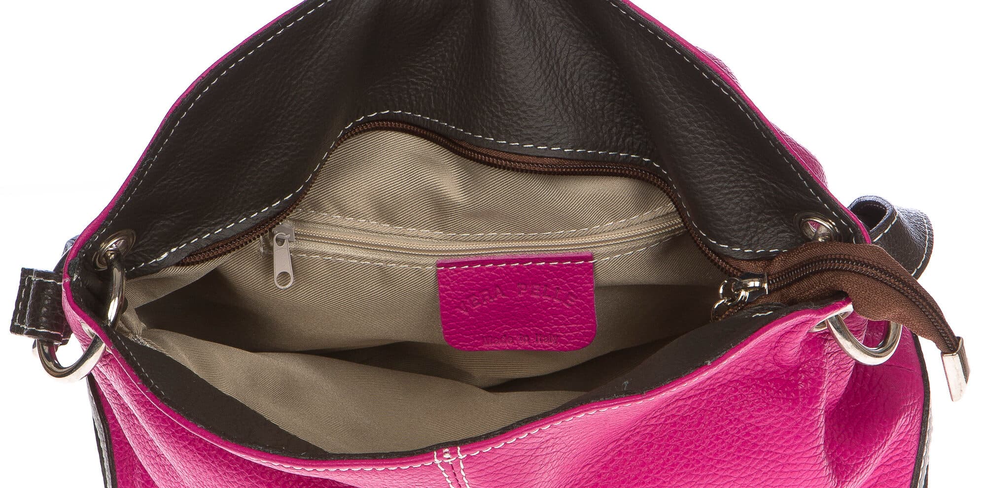 Borsa donna in vera pelle CHIAROSCURO mod. BETTA colore FUCSIA Made in Italy