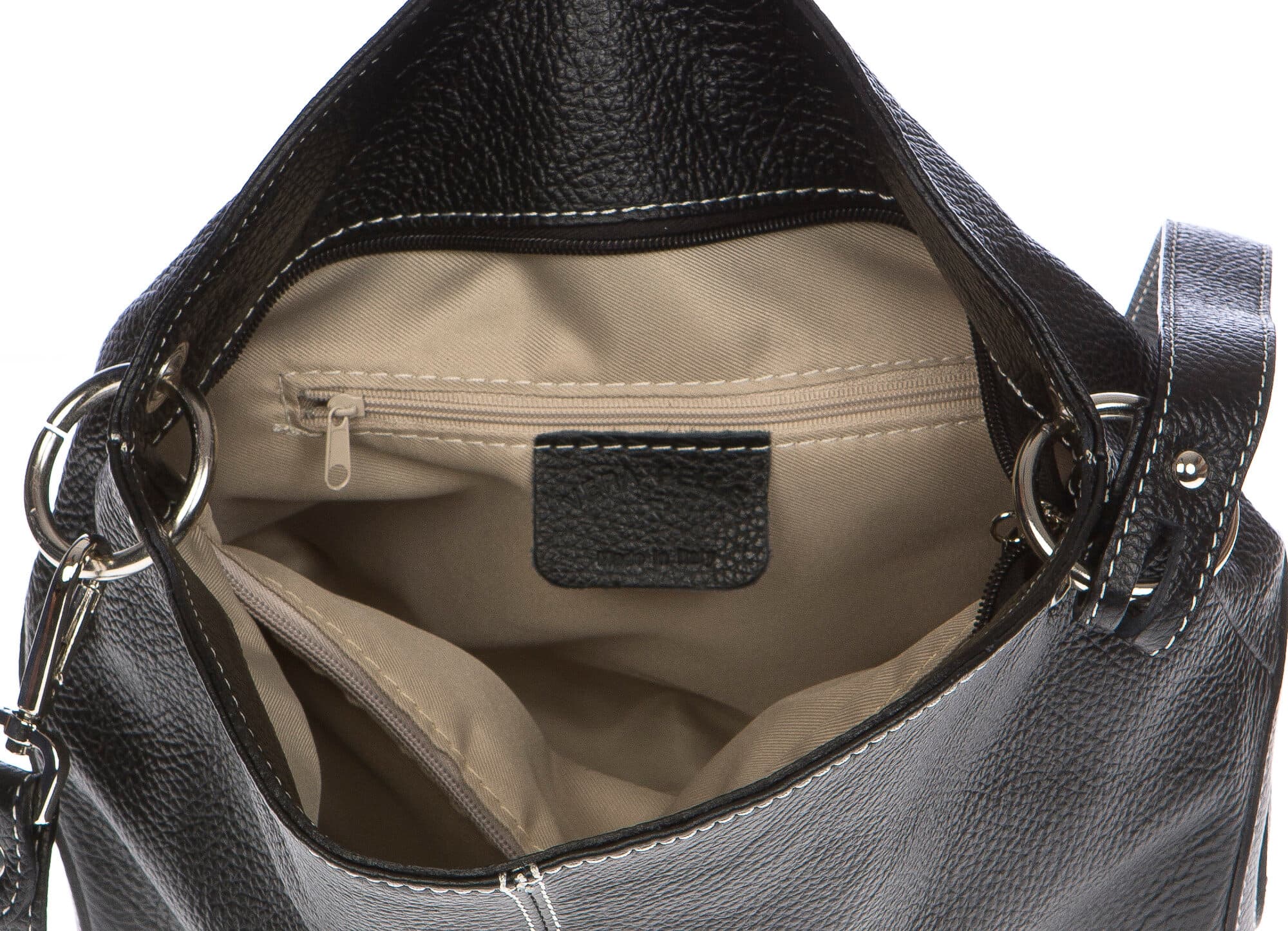 Borsa donna in vera pelle CHIAROSCURO mod. BETTA colore NERO Made in Italy