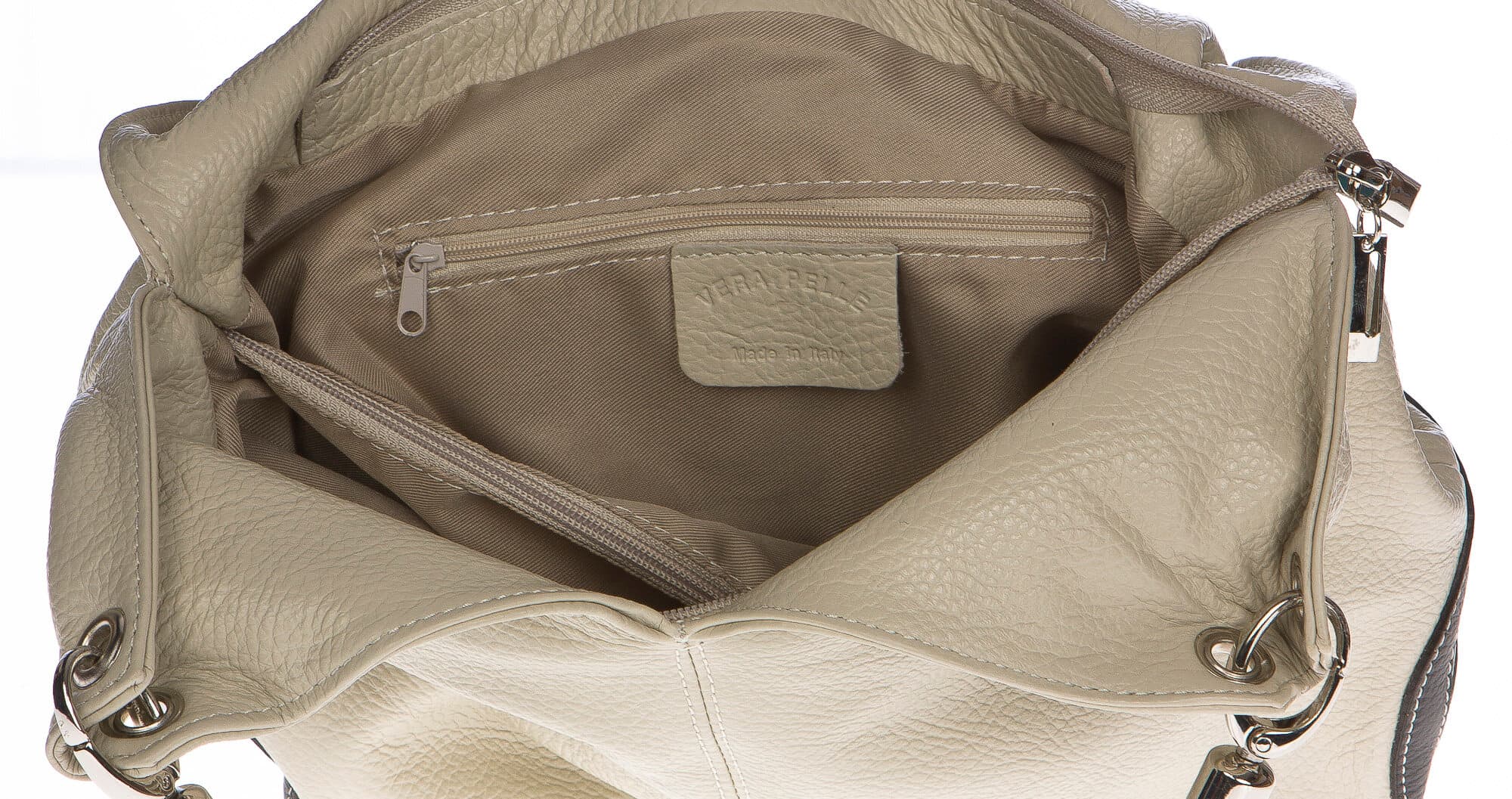 Borsa donna in vera pelle CHIAROSCURO mod. BONELLA small colore BEIGE Made in Italy