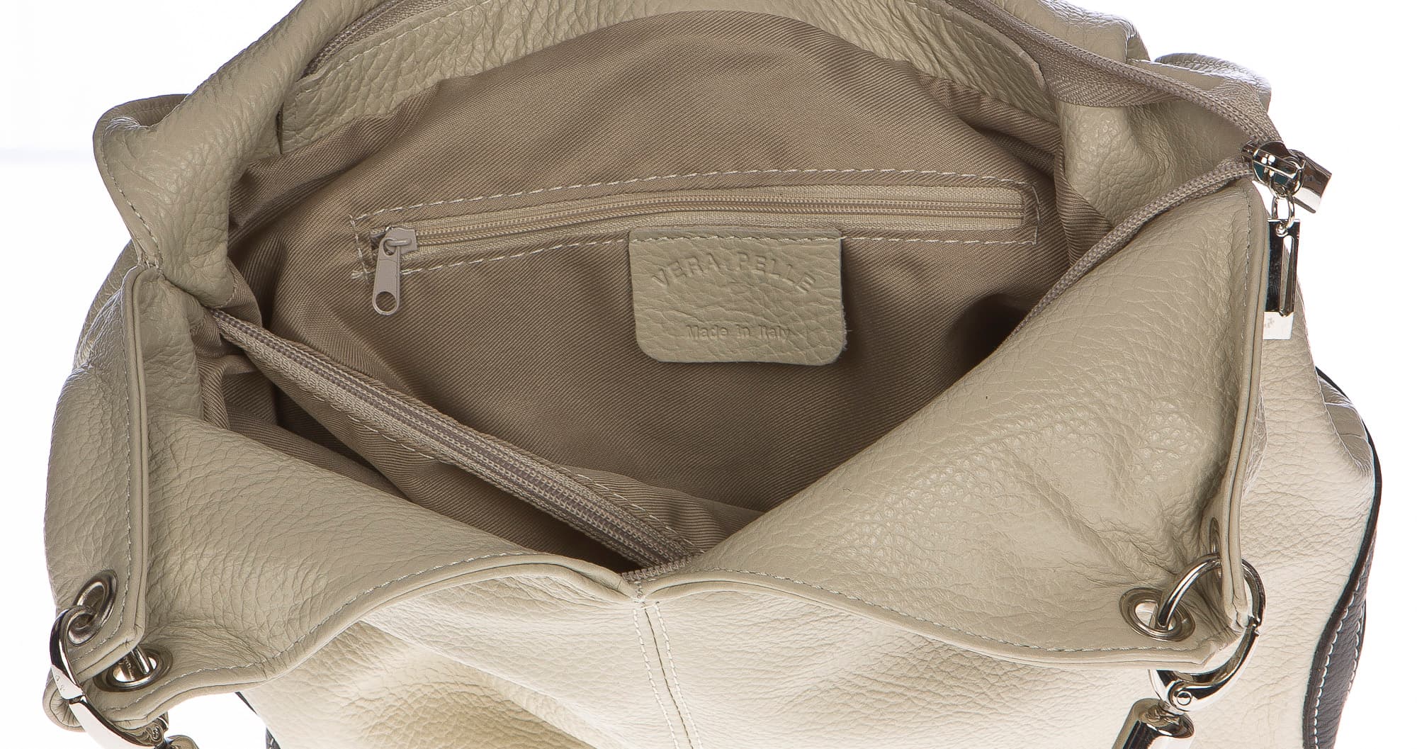 Borsa donna in vera pelle CHIAROSCURO mod. BONELLA small colore BEIGE Made in Italy