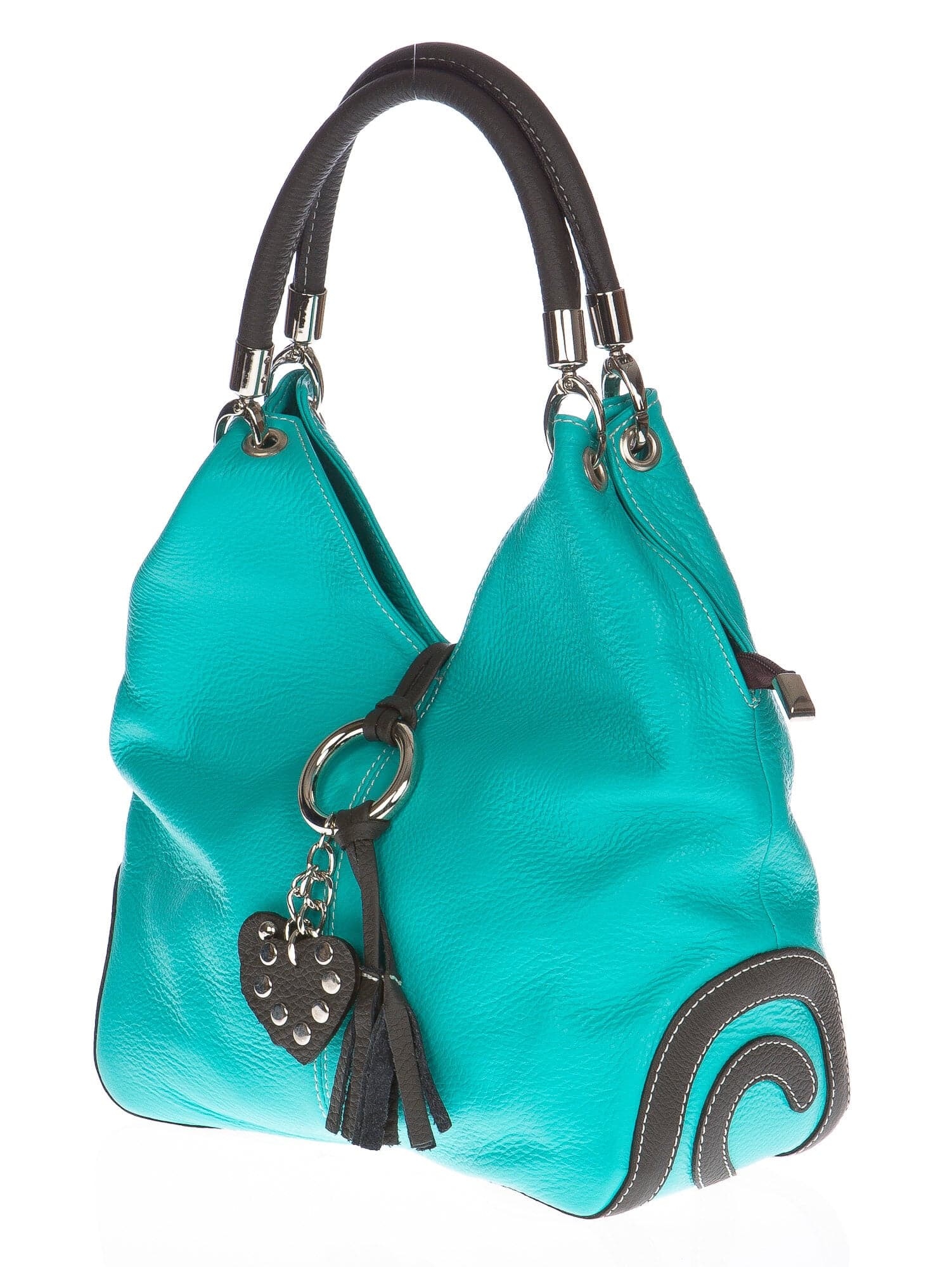 Borsa donna in vera pelle CHIAROSCURO mod. BONELLA big colore AZZURRO Made in Italy